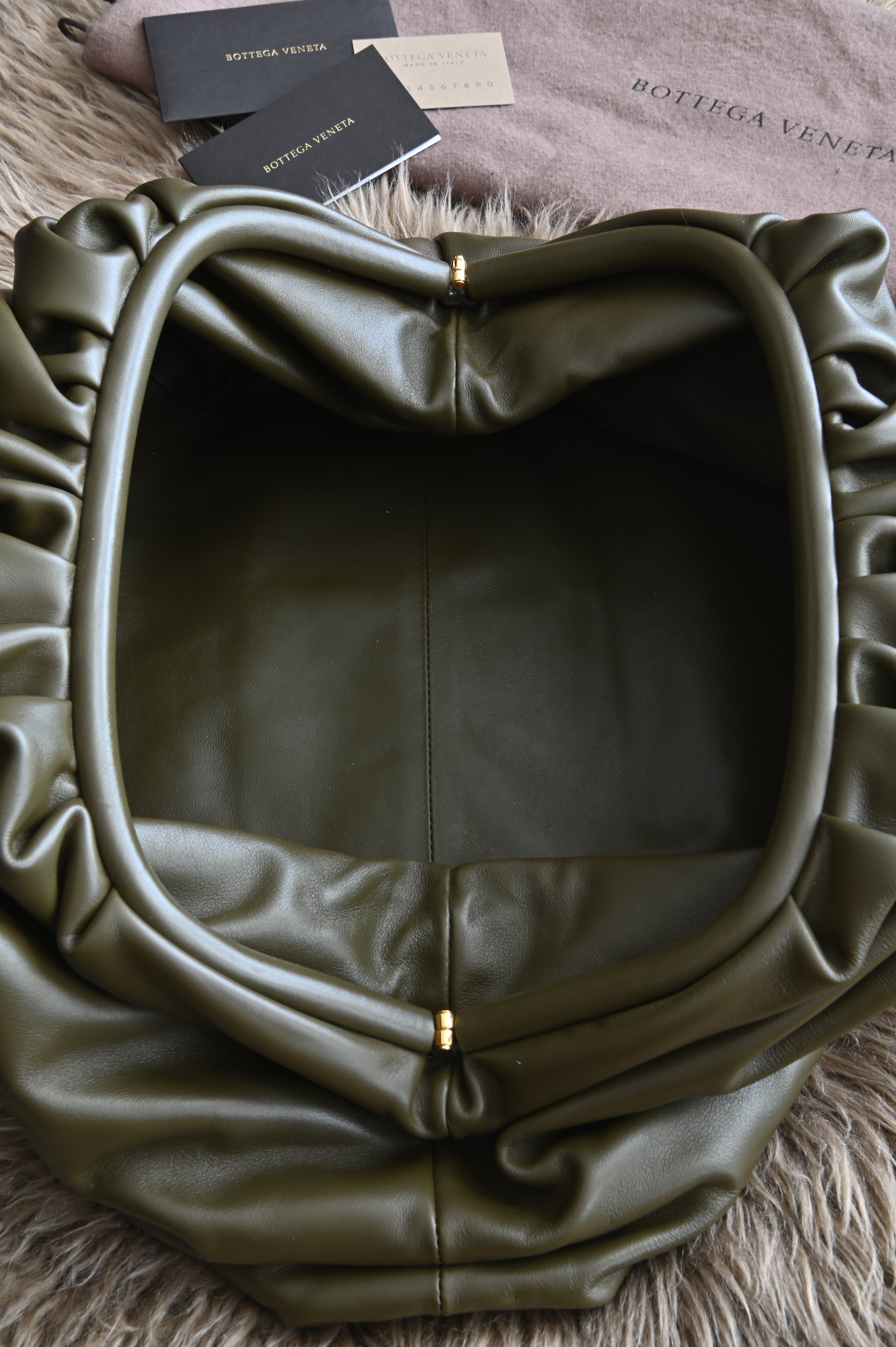 Bottega Veneta Teen Pouch clutch bag in Olive Green