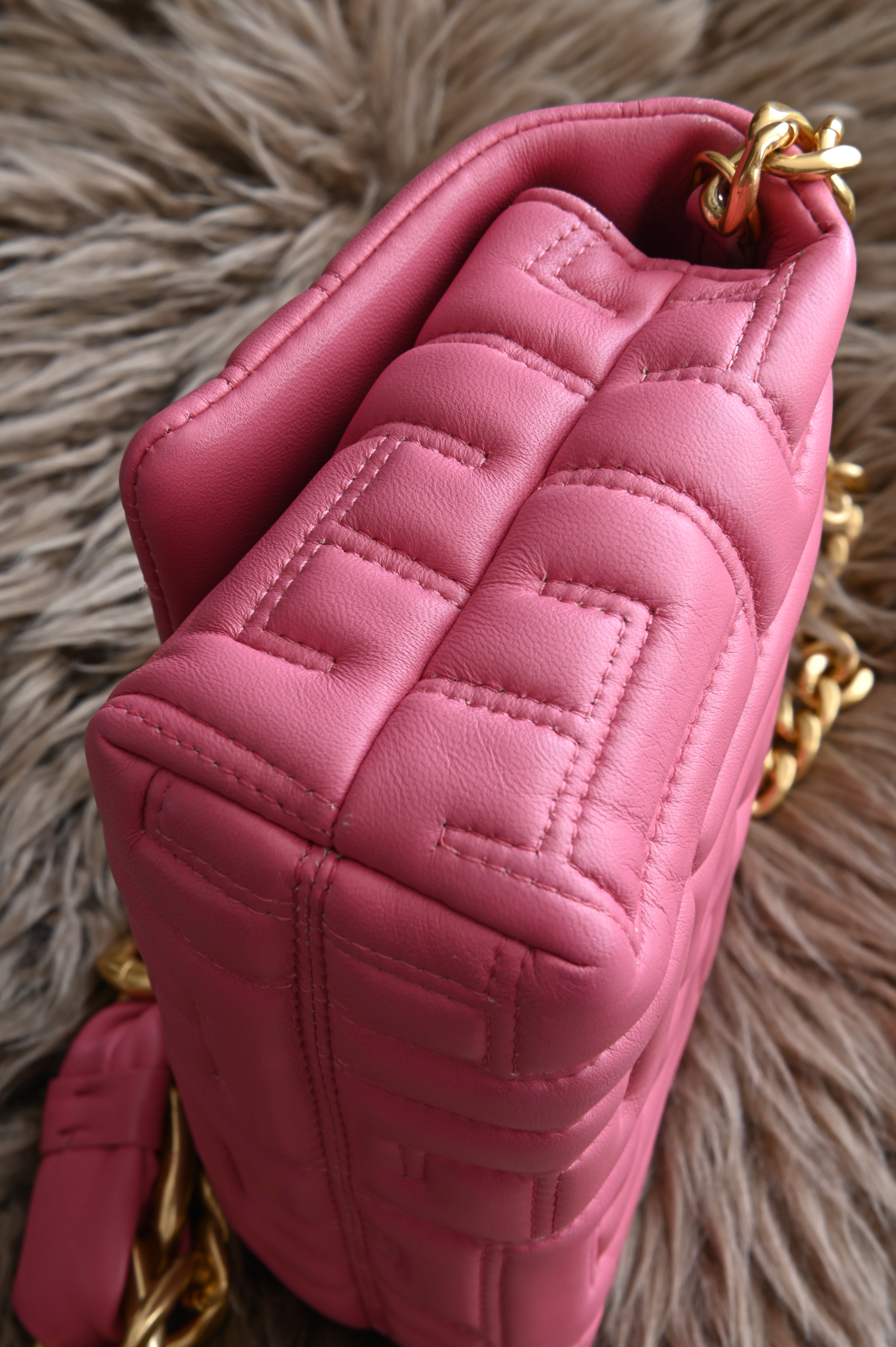 Balmain 1945 Quilted Leather crossbody bag in pink