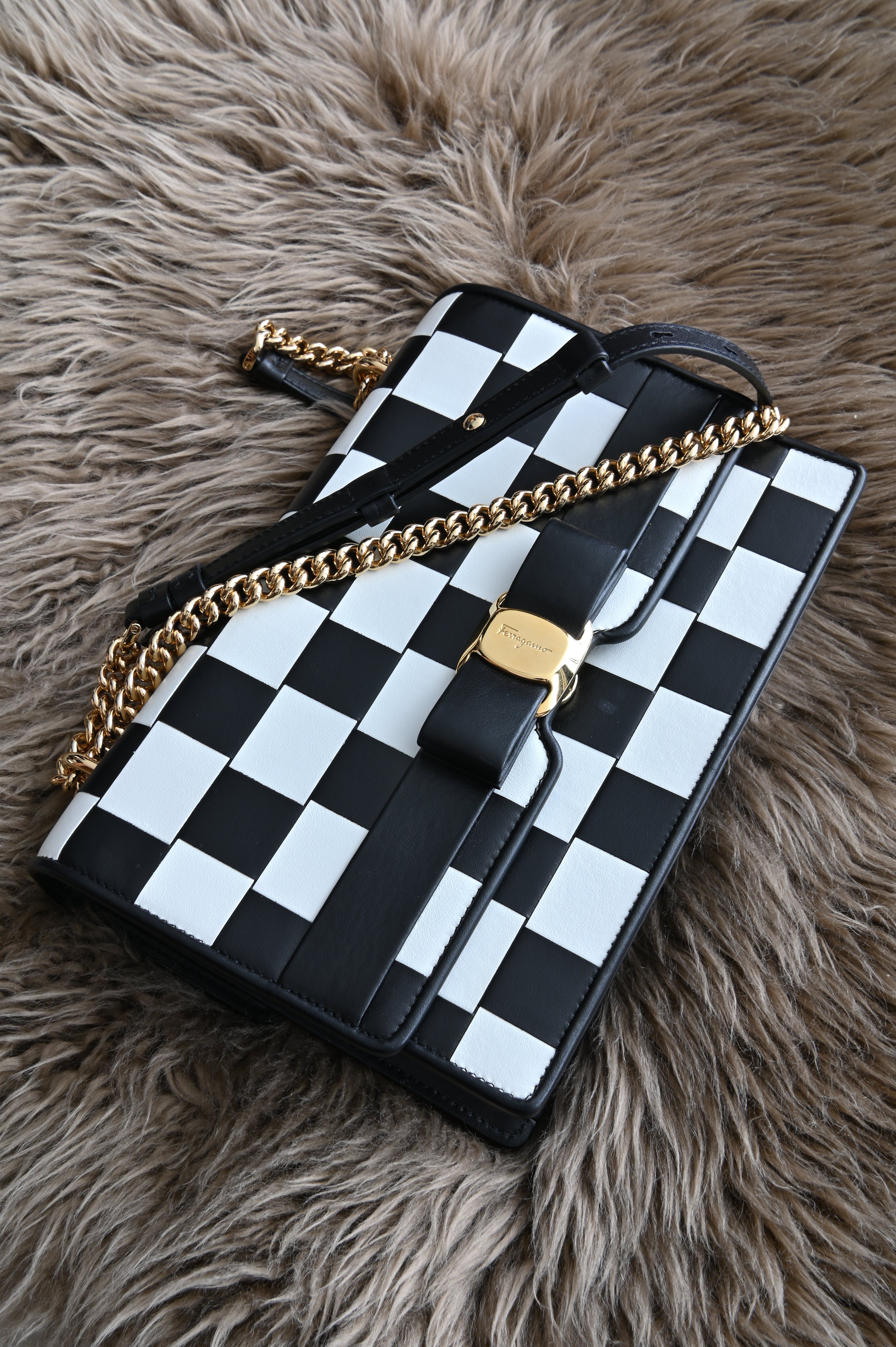 Salvatore Ferragamo Vara Bow Checkered crossbody bag