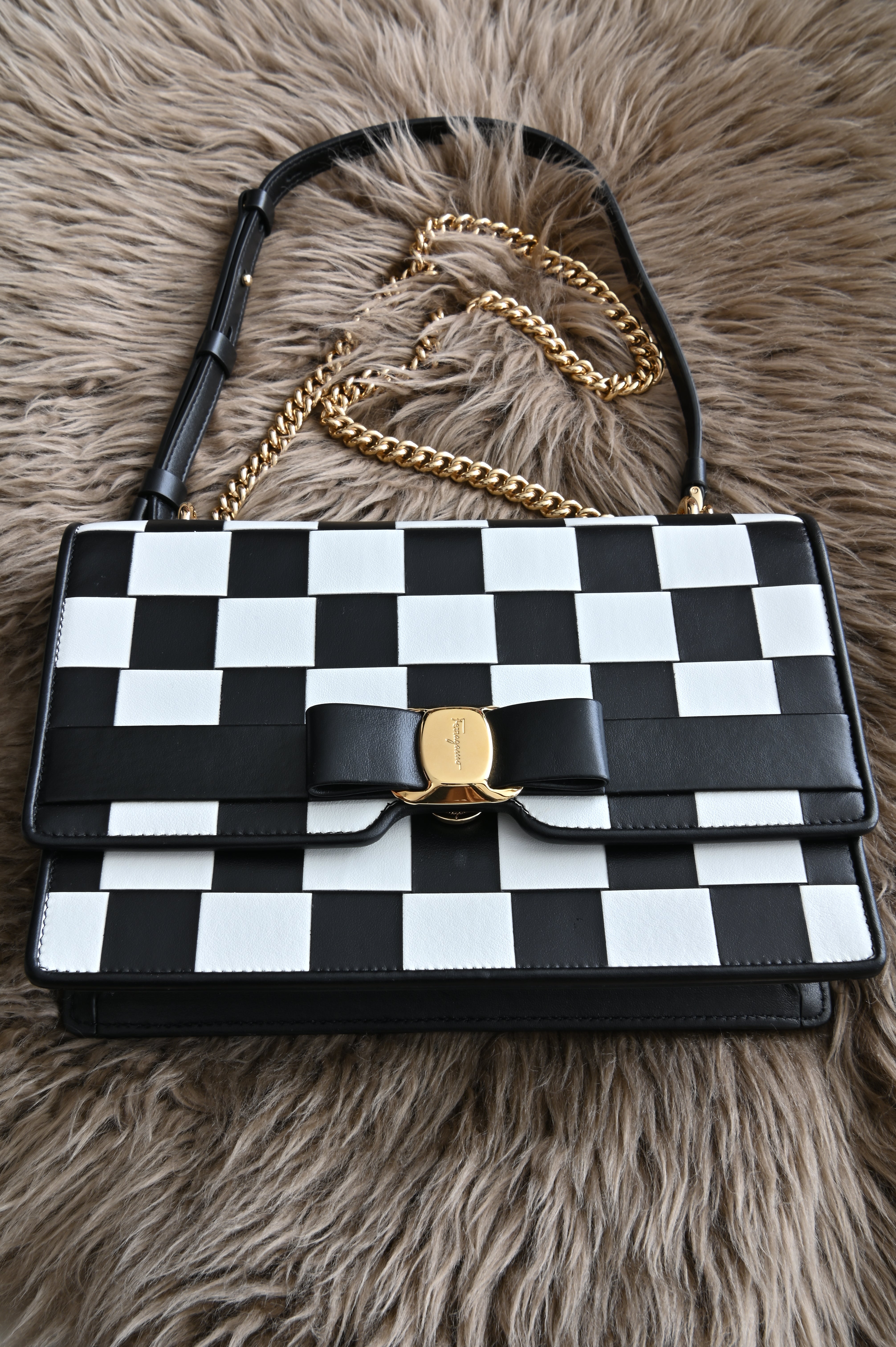 Salvatore Ferragamo Vara Bow Checkered crossbody bag