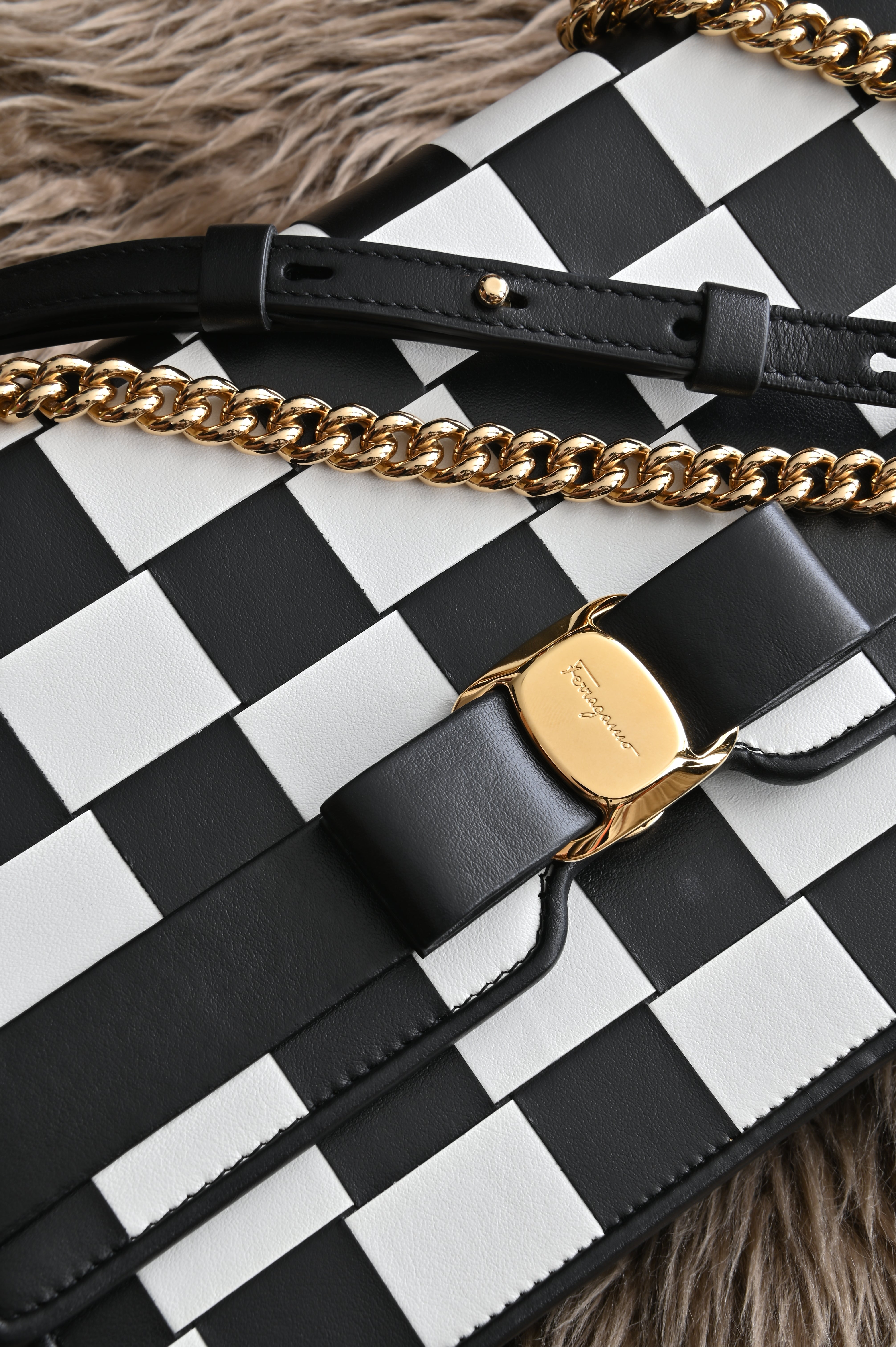 Salvatore Ferragamo Vara Bow Checkered crossbody bag