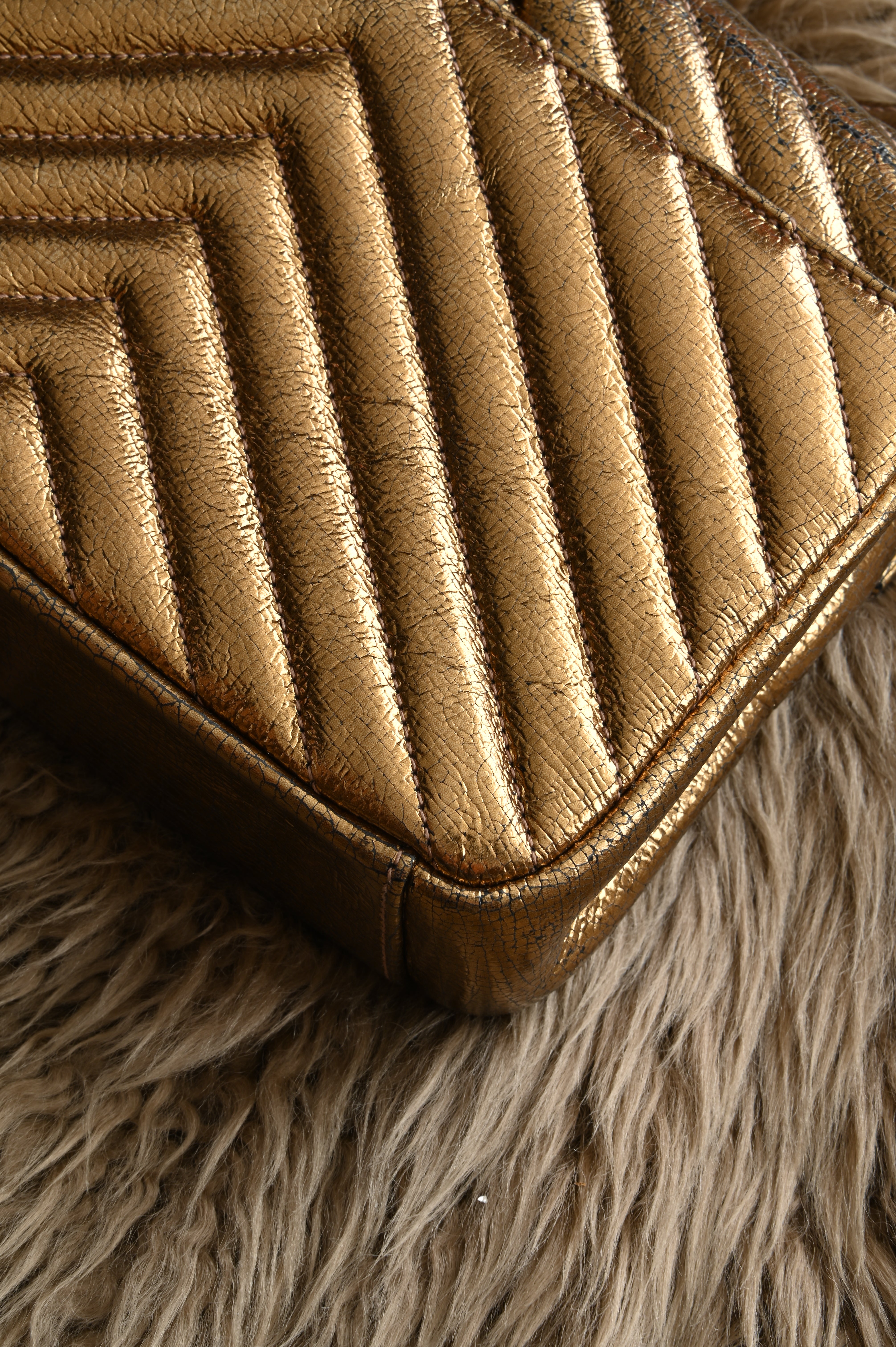 Saint Laurent YSL metallic gold college bag in medium