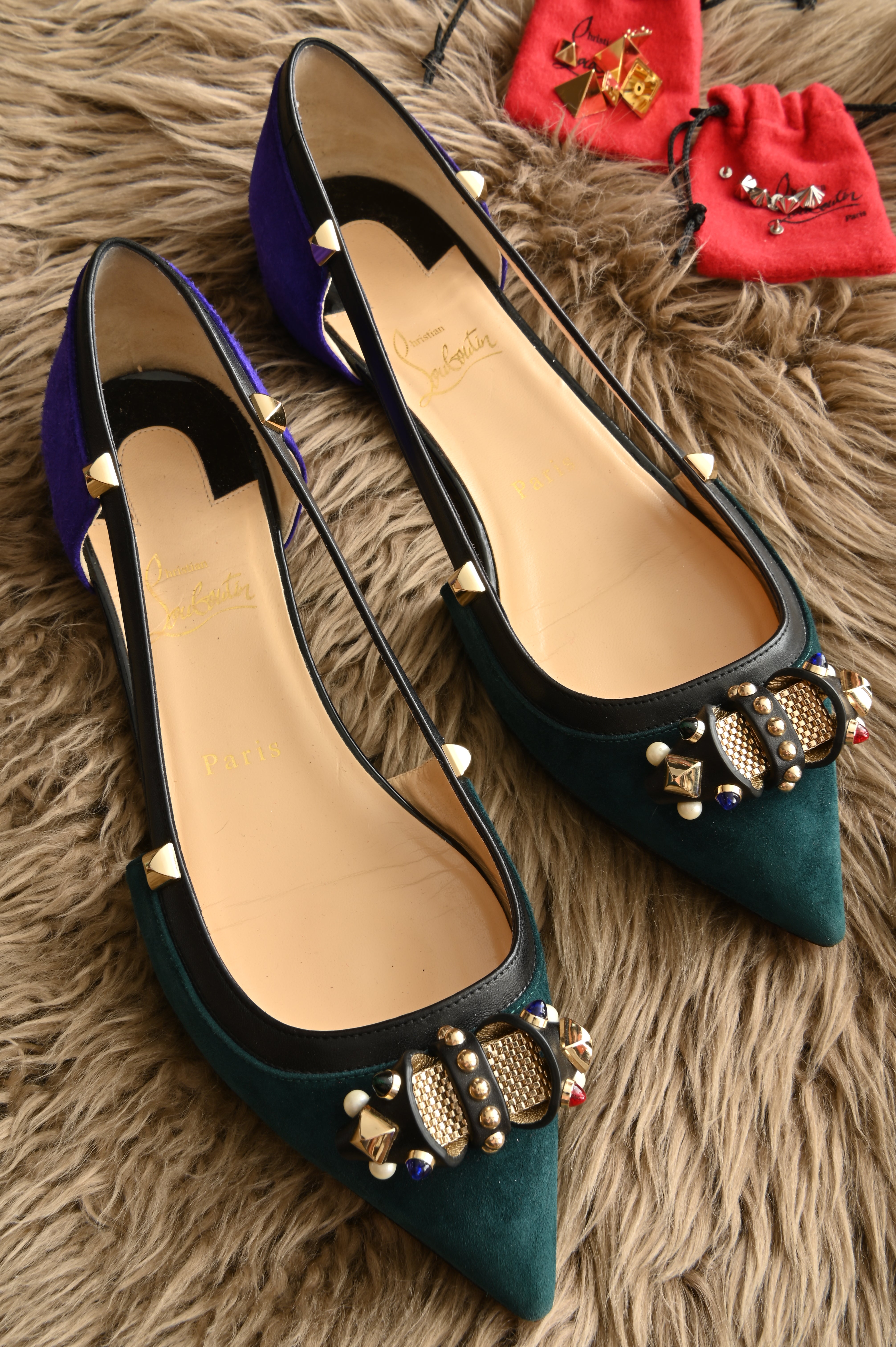 Christian Louboutin Tudor Young Embellished pointed Flats