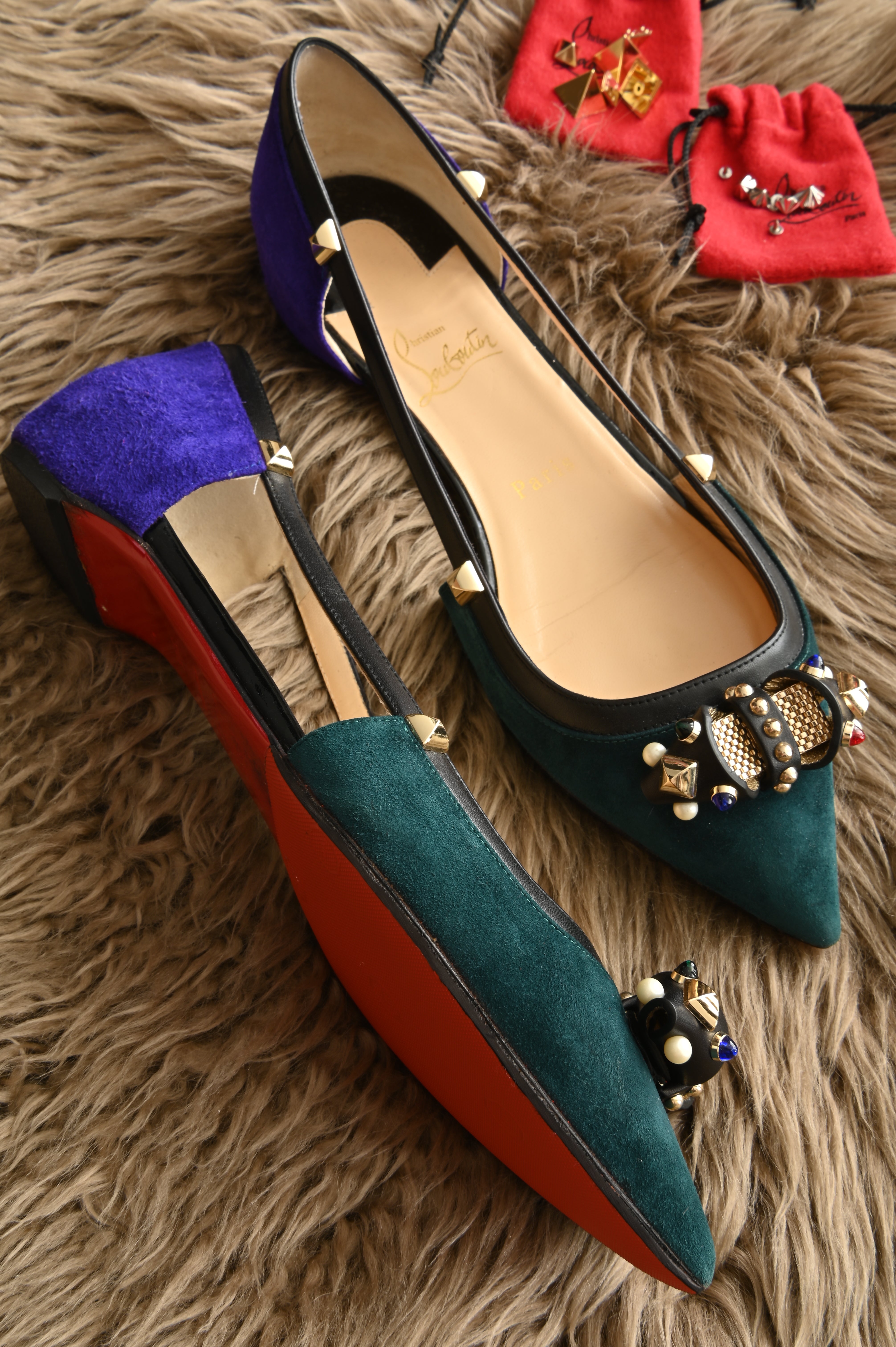 Christian Louboutin Tudor Young Embellished pointed Flats