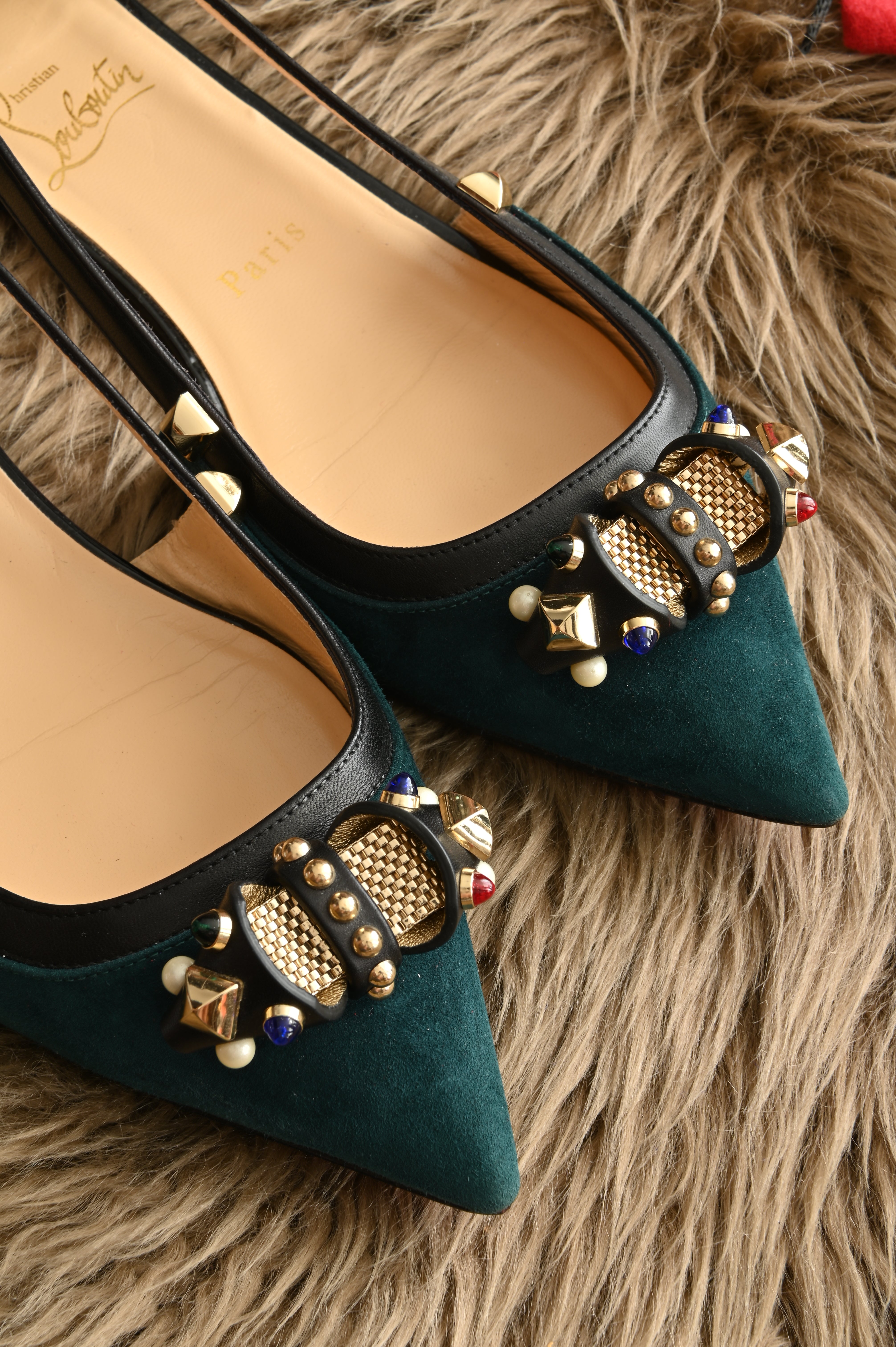 Christian Louboutin Tudor Young Embellished pointed Flats