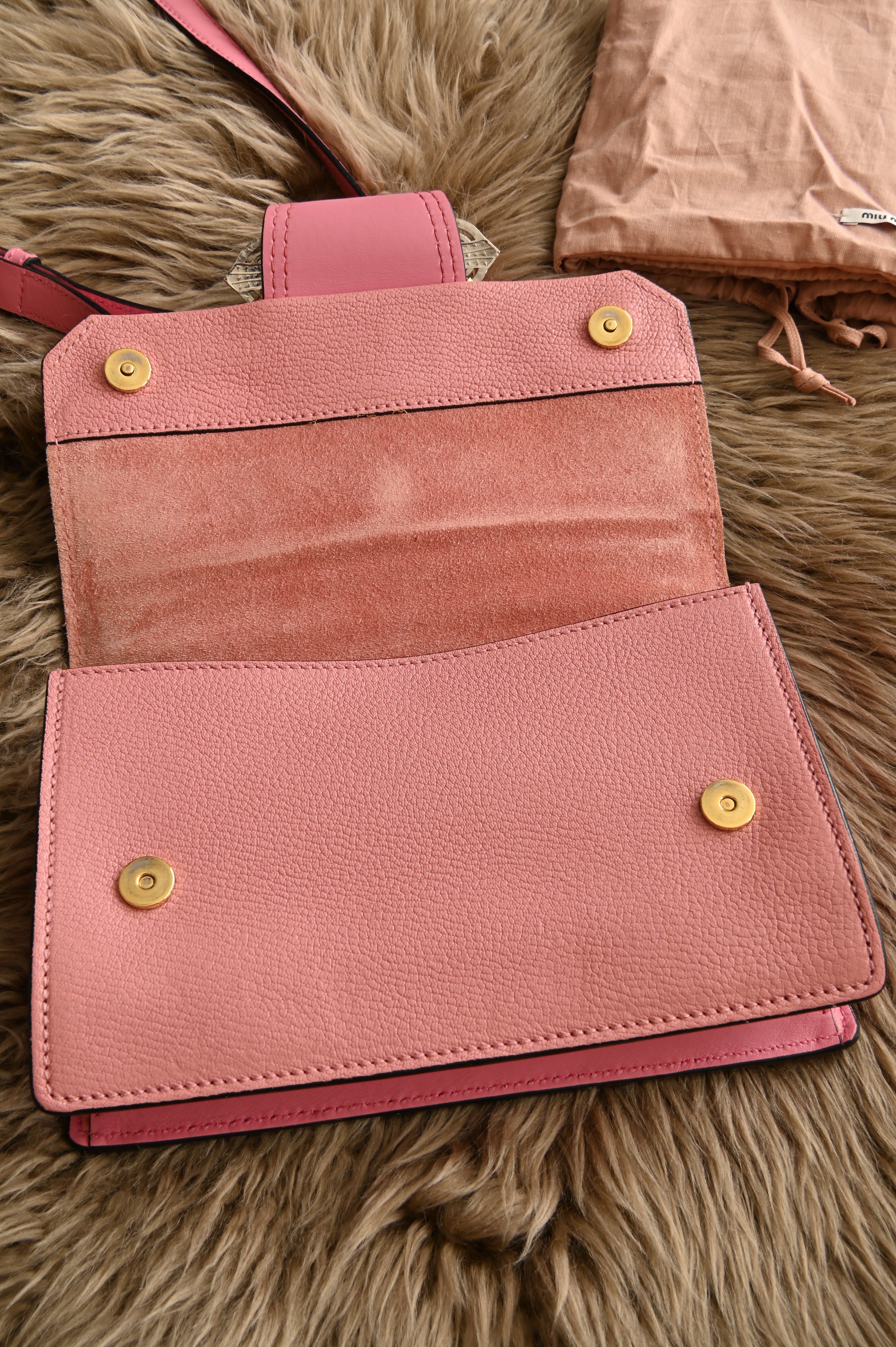 Miu Miu Pink Crystal Embellished Madras Shoulder Bag