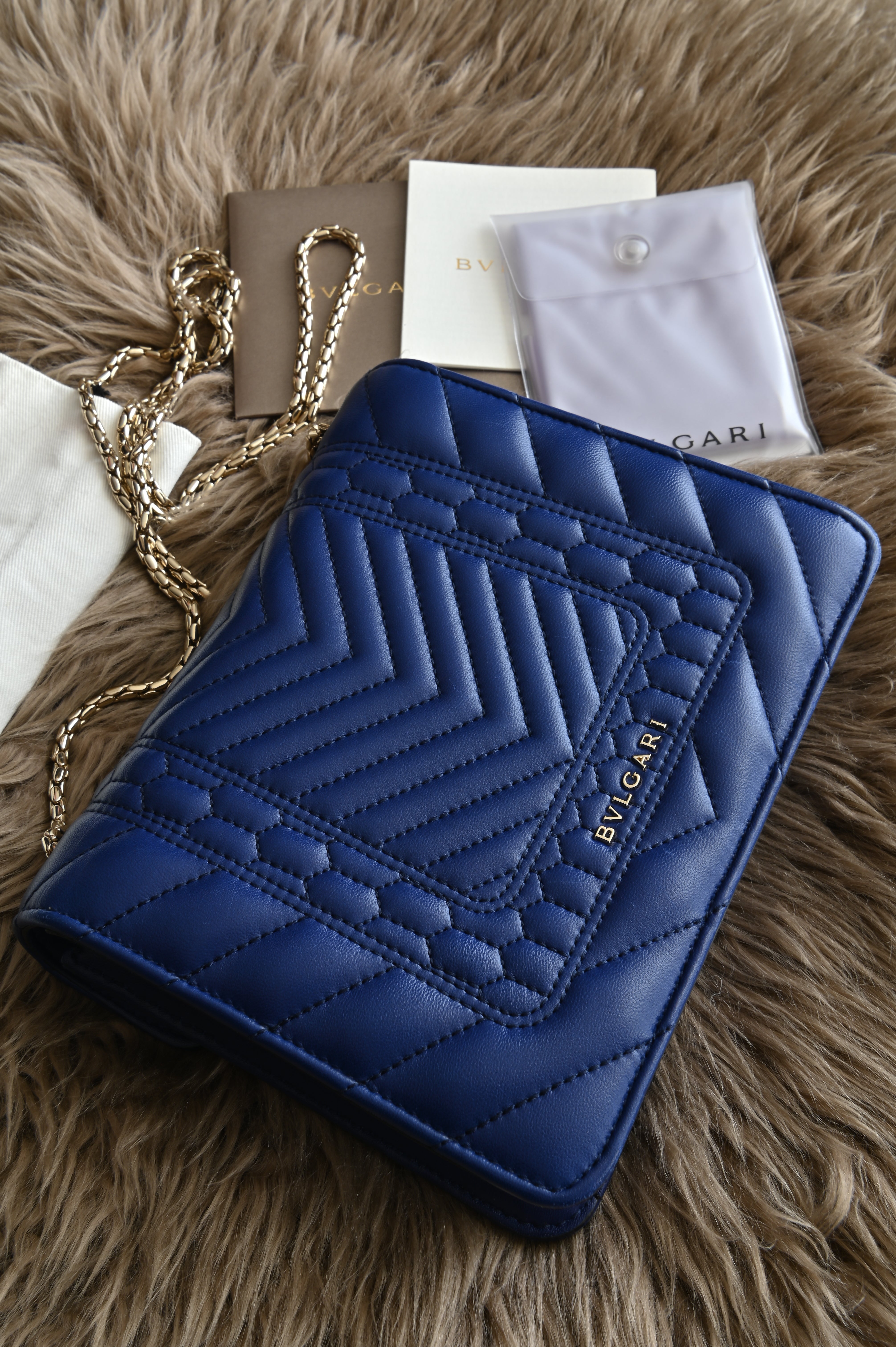 Bvlgari Small Quilted Scaglie Serpenti Forever Shoulder Bag in Blue