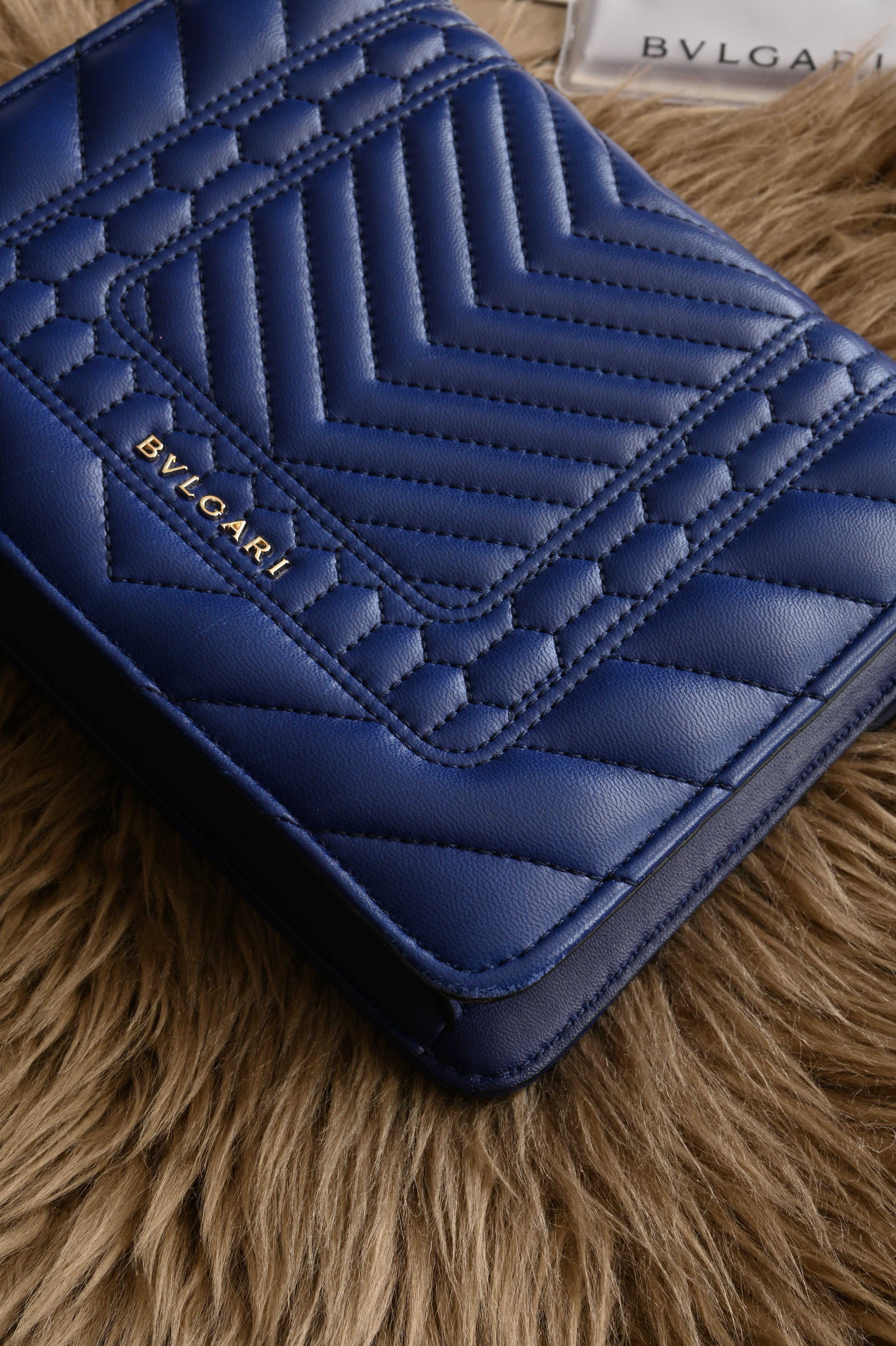 Bvlgari Small Quilted Scaglie Serpenti Forever Shoulder Bag in Blue