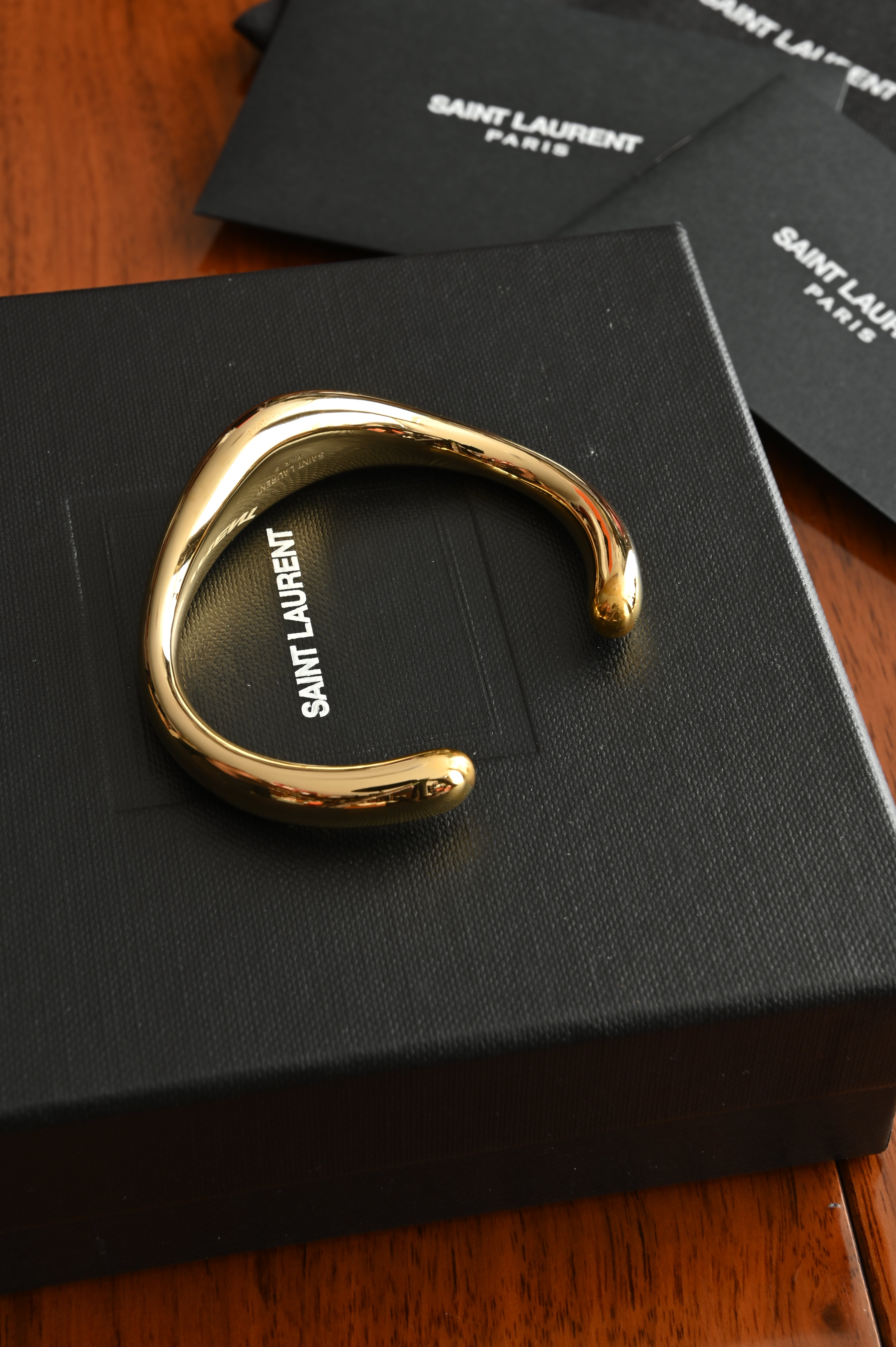 Saint Laurent Bumpy Gold Cuff Brass Bracelet