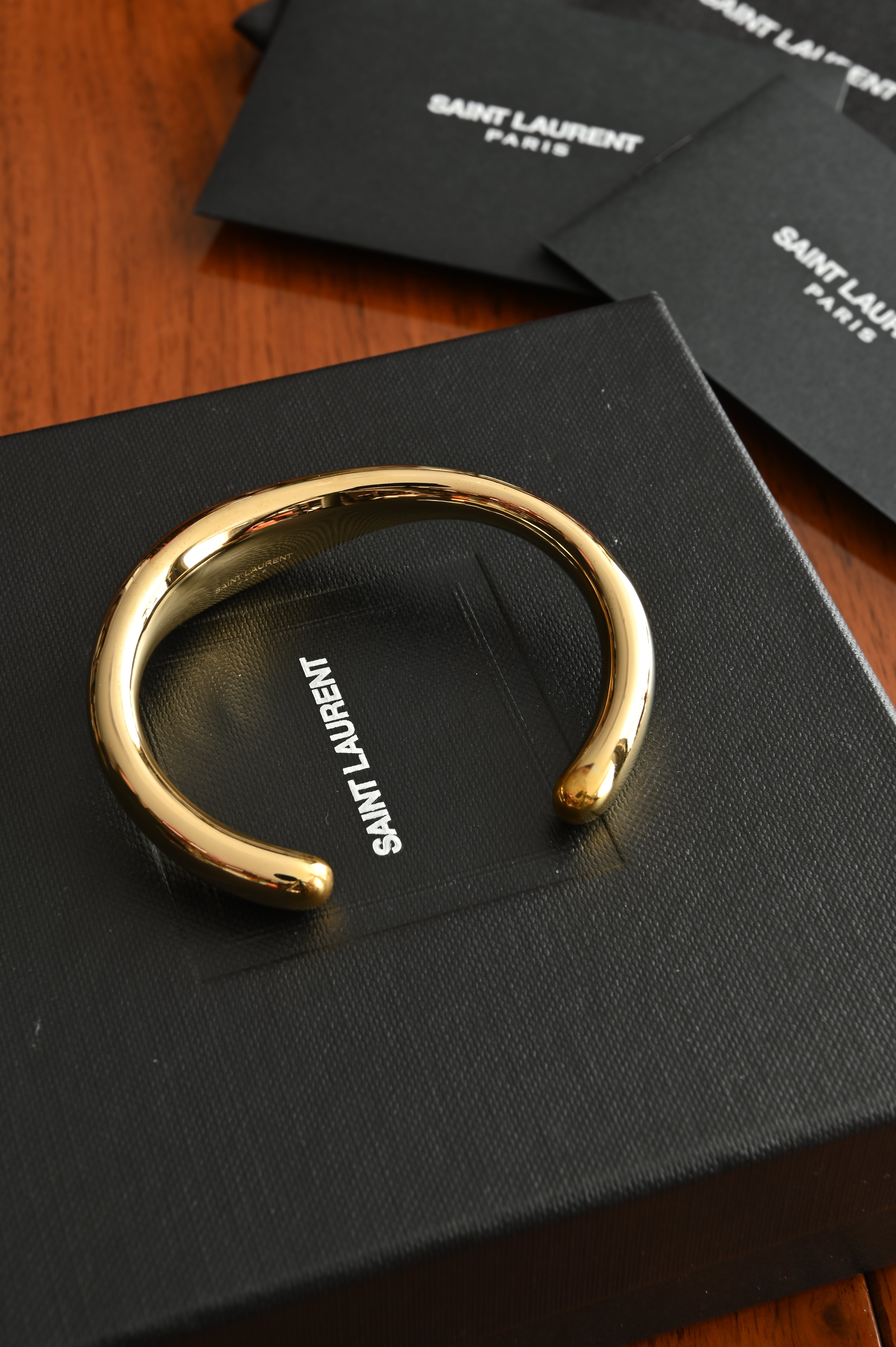 Saint Laurent Bumpy Gold Cuff Brass Bracelet