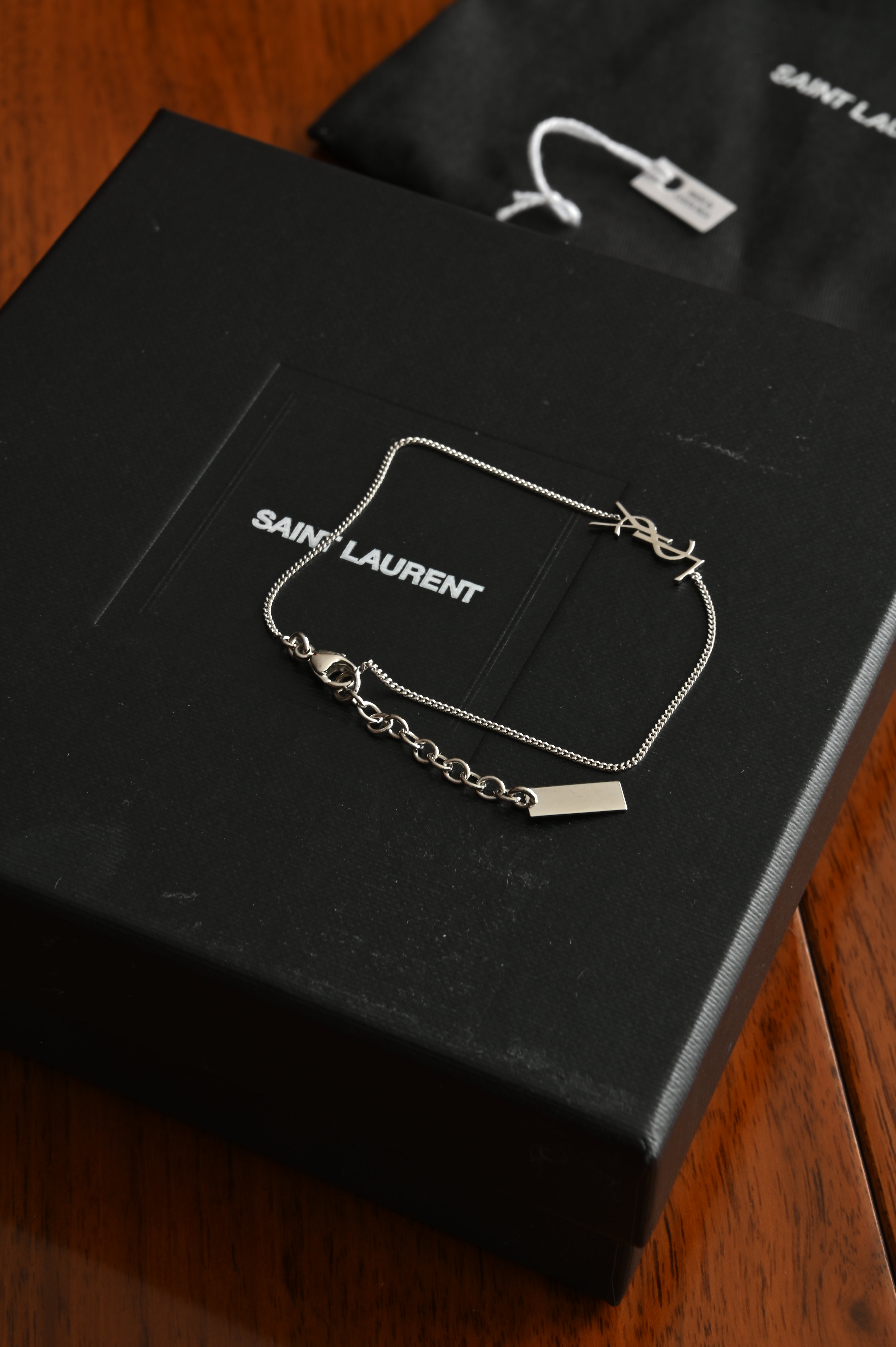 Saint Laurent in Silver-toned Metal Cassandre Charm bracelet