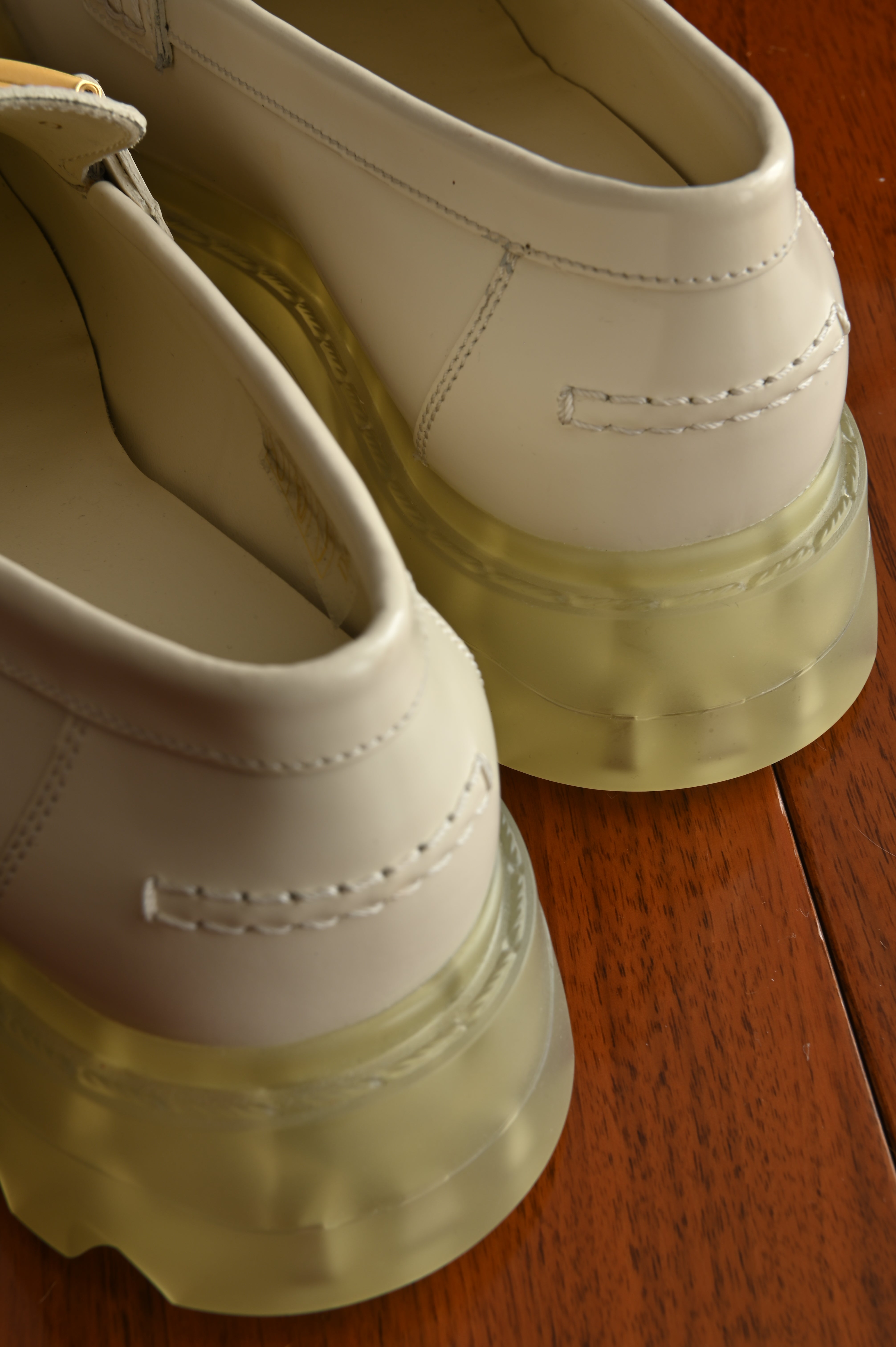 Christian Dior Code White Calf Leather Platform Loafers