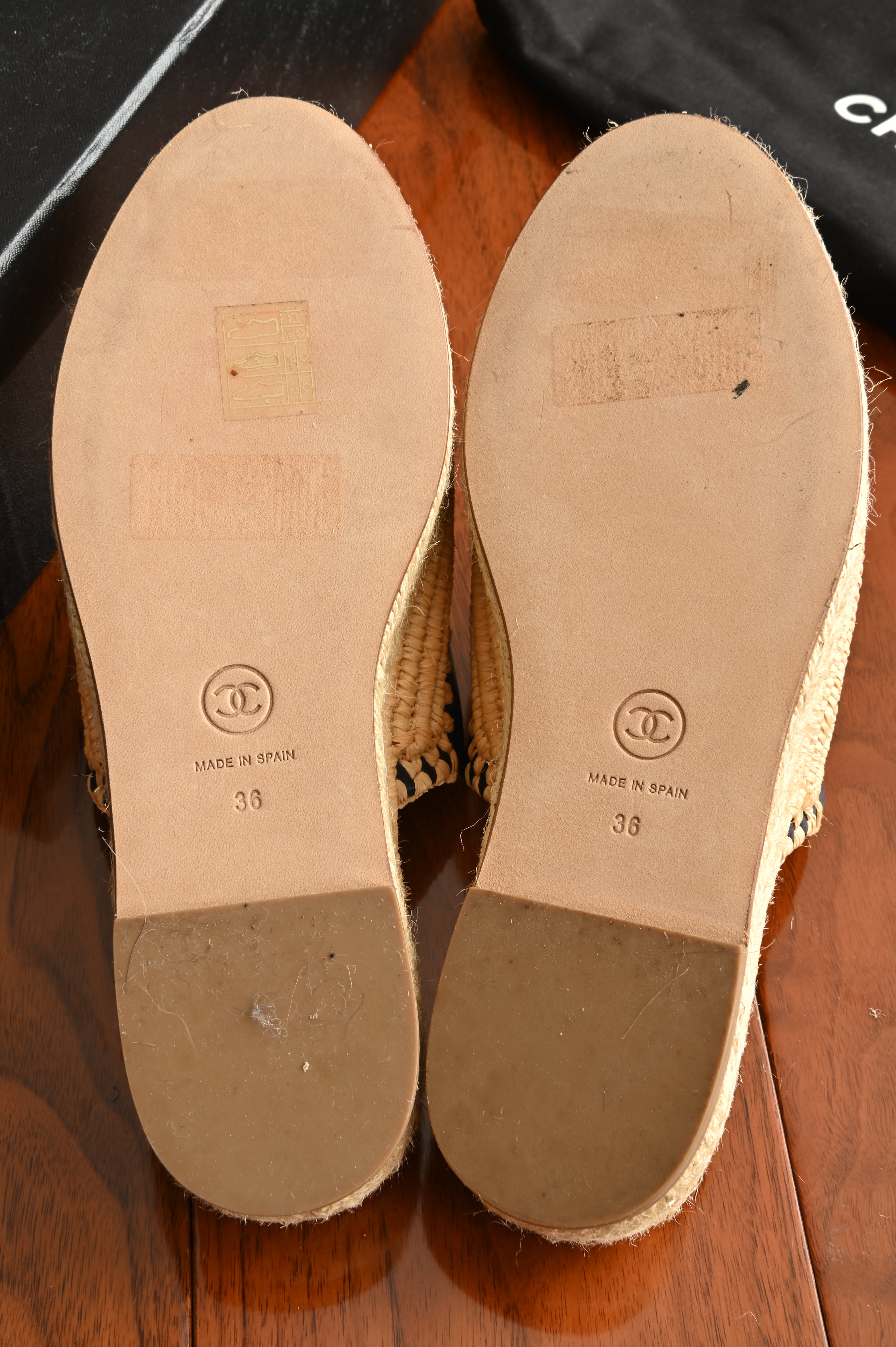 Chanel Black CC Espadrille Mules