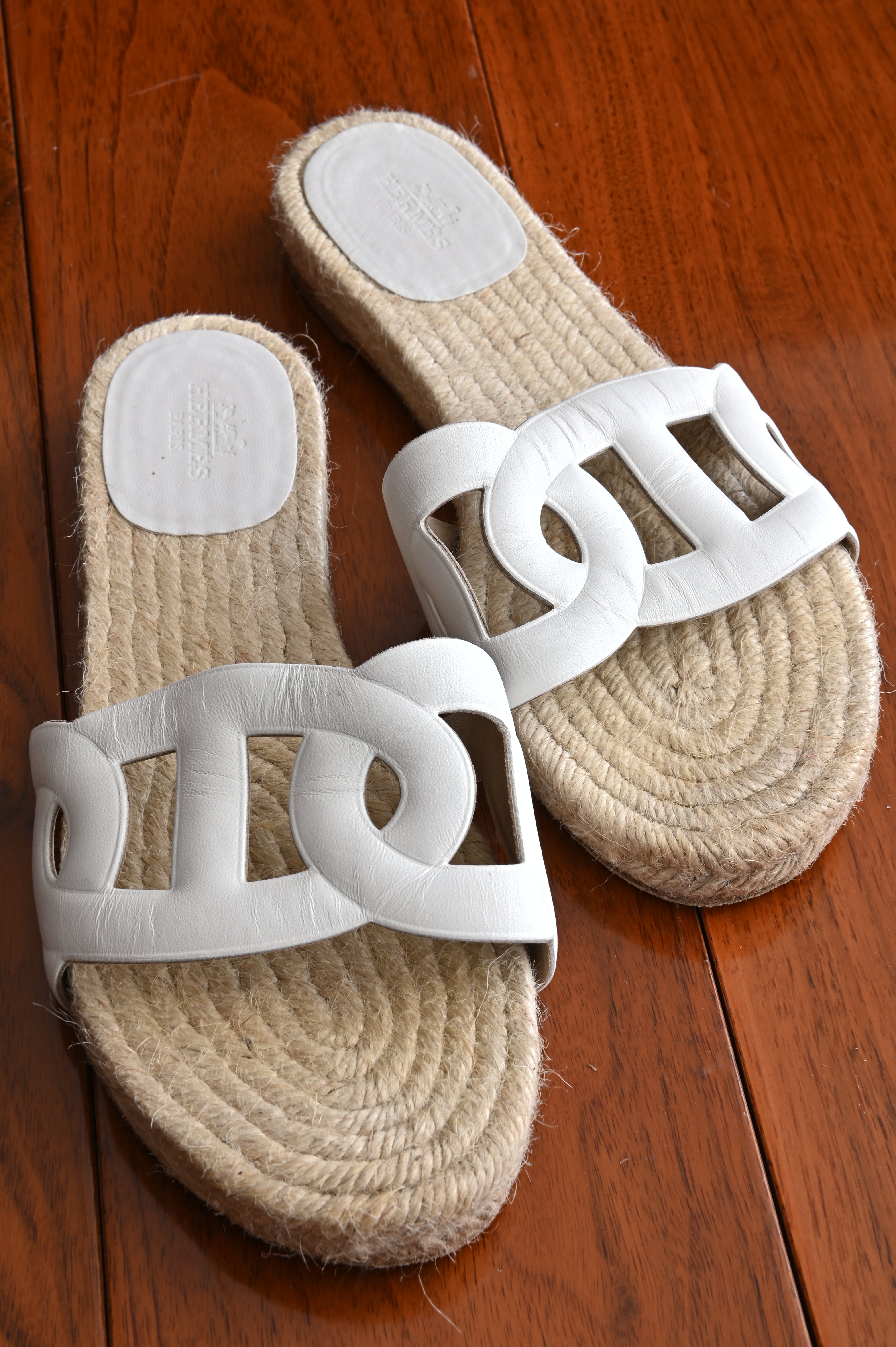 Hermes Famosa Espadrille Sandals in White Calf