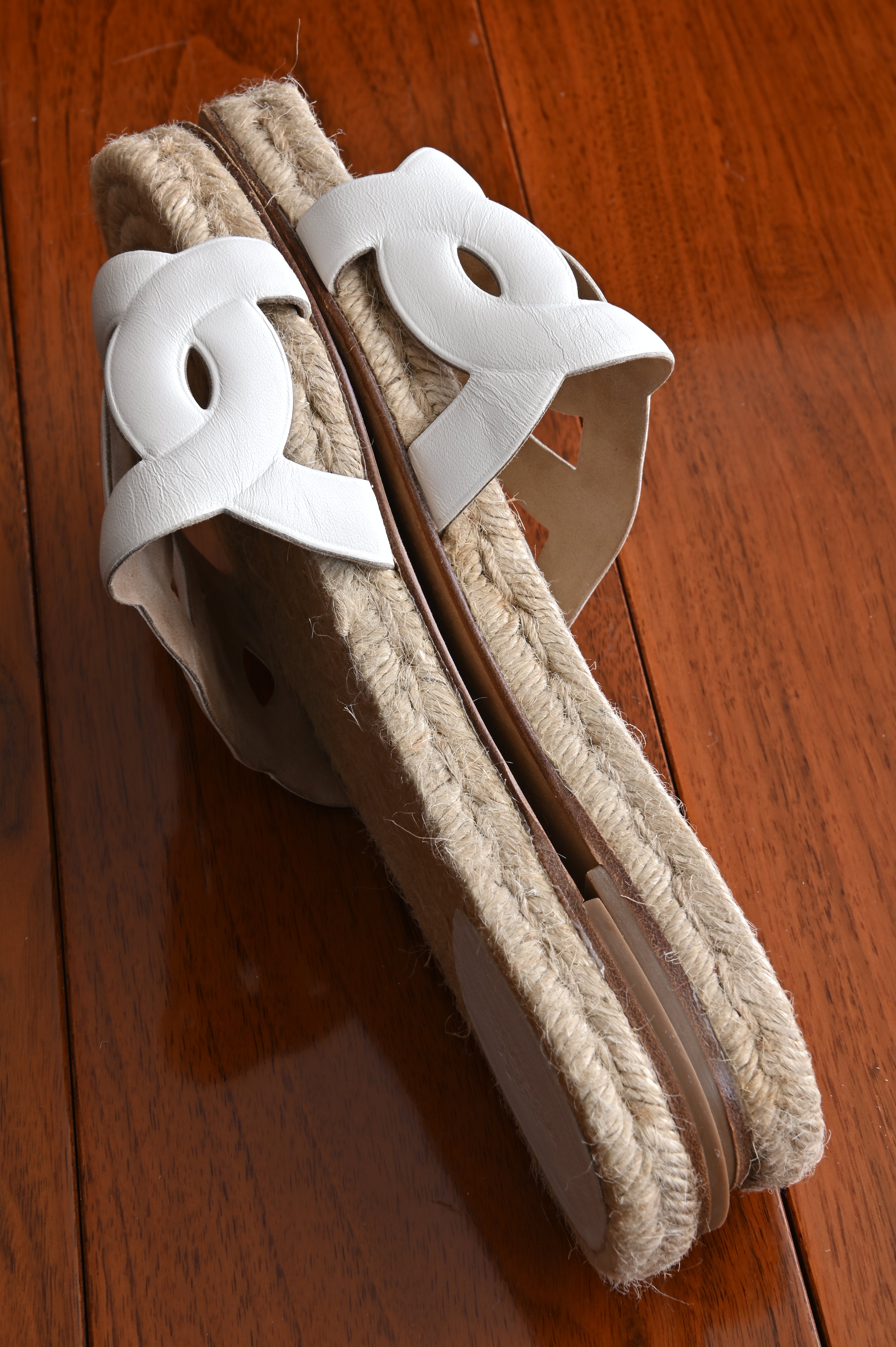 Hermes Famosa Espadrille Sandals in White Calf