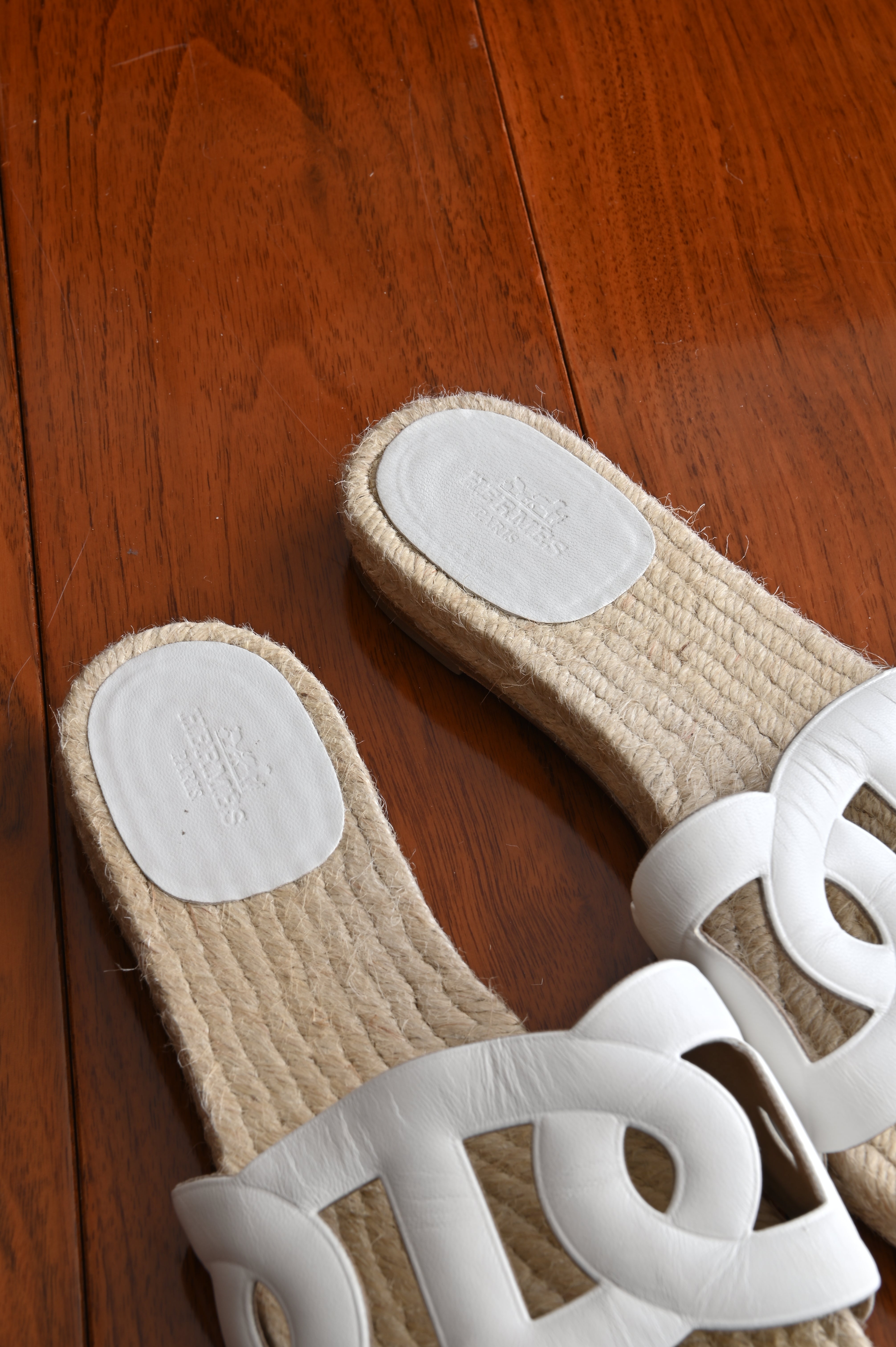 Hermes Famosa Espadrille Sandals in White Calf