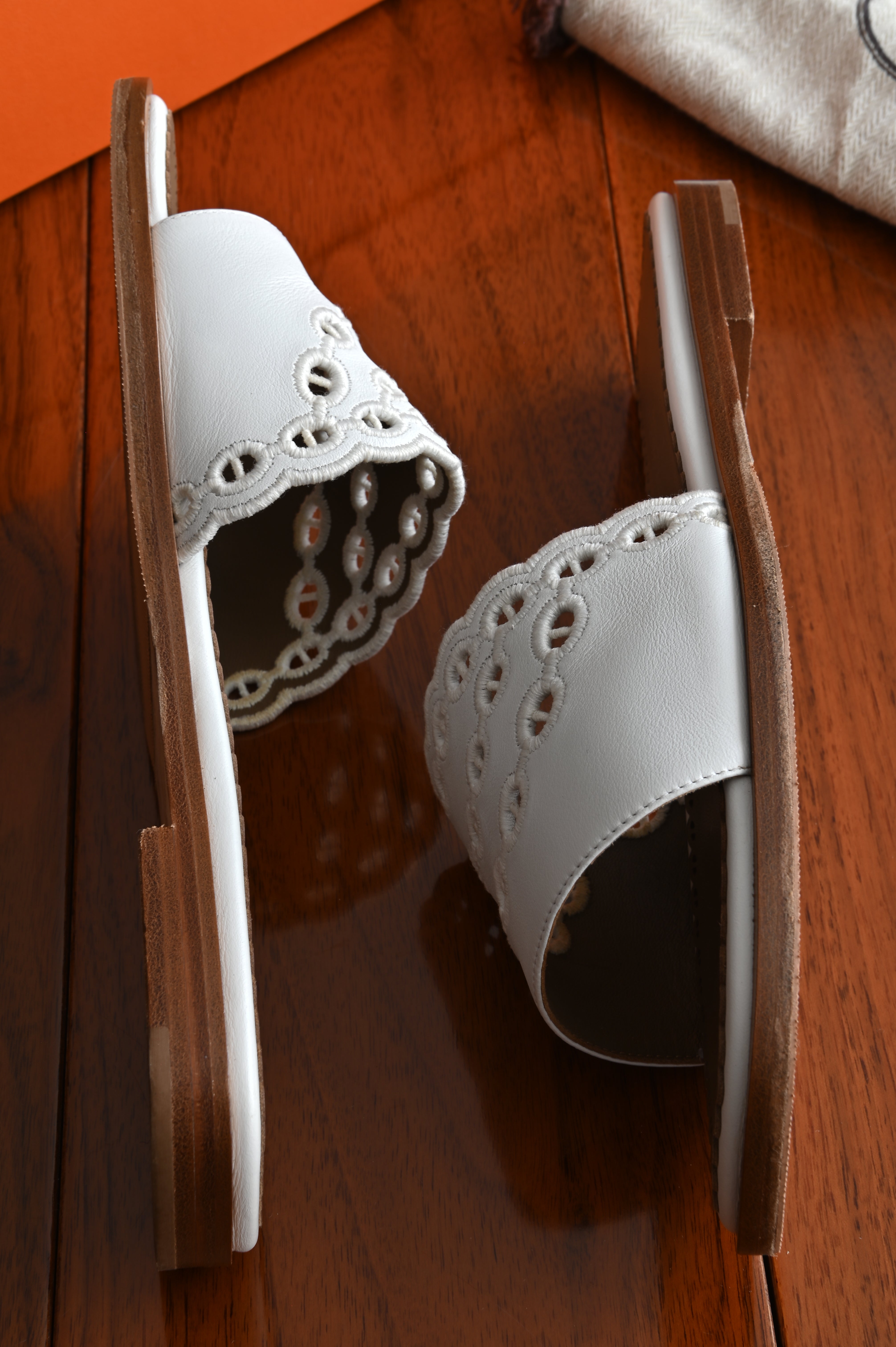 Hermes White Gaelle Sandals