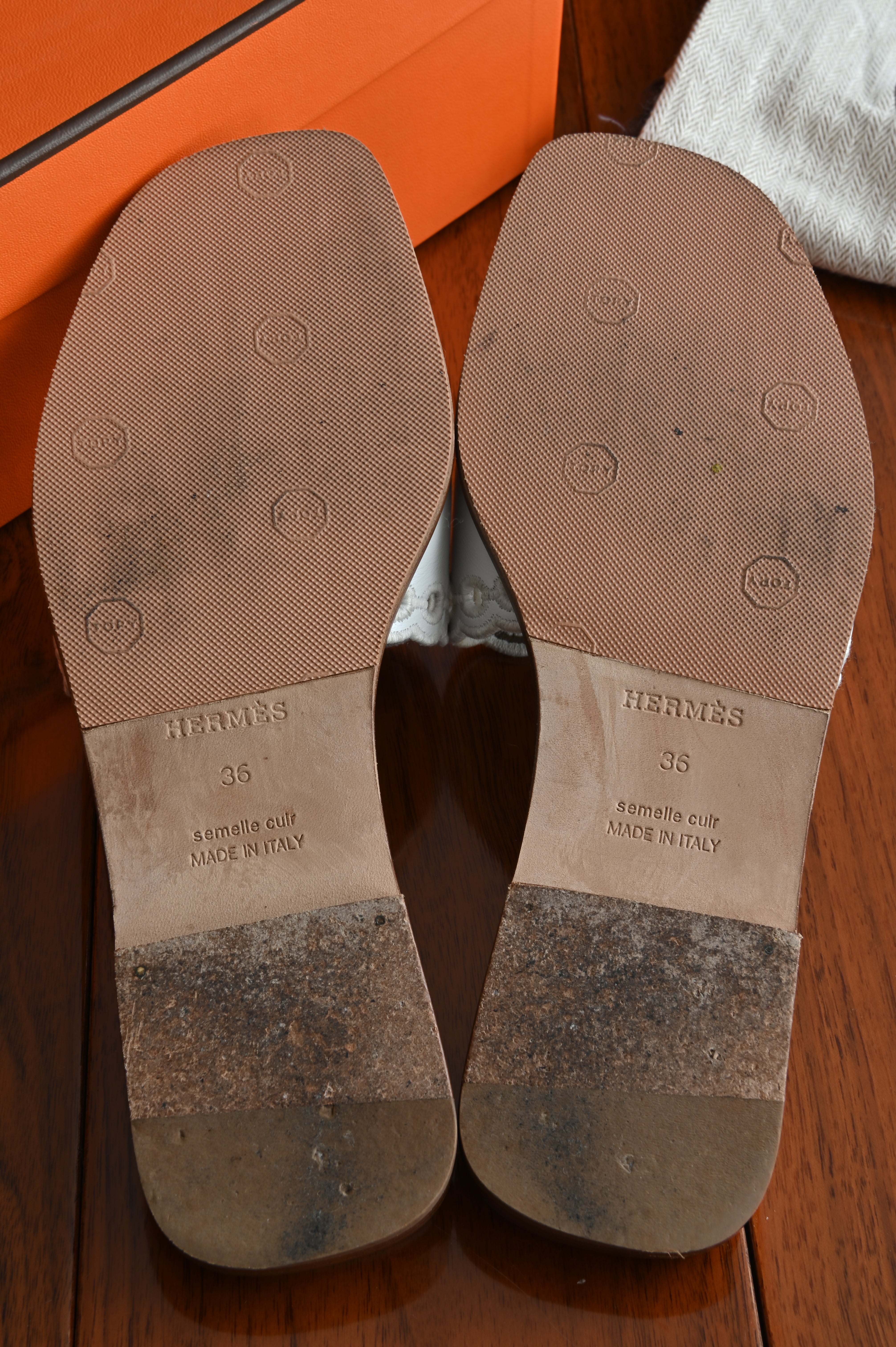 Hermes White Gaelle Sandals