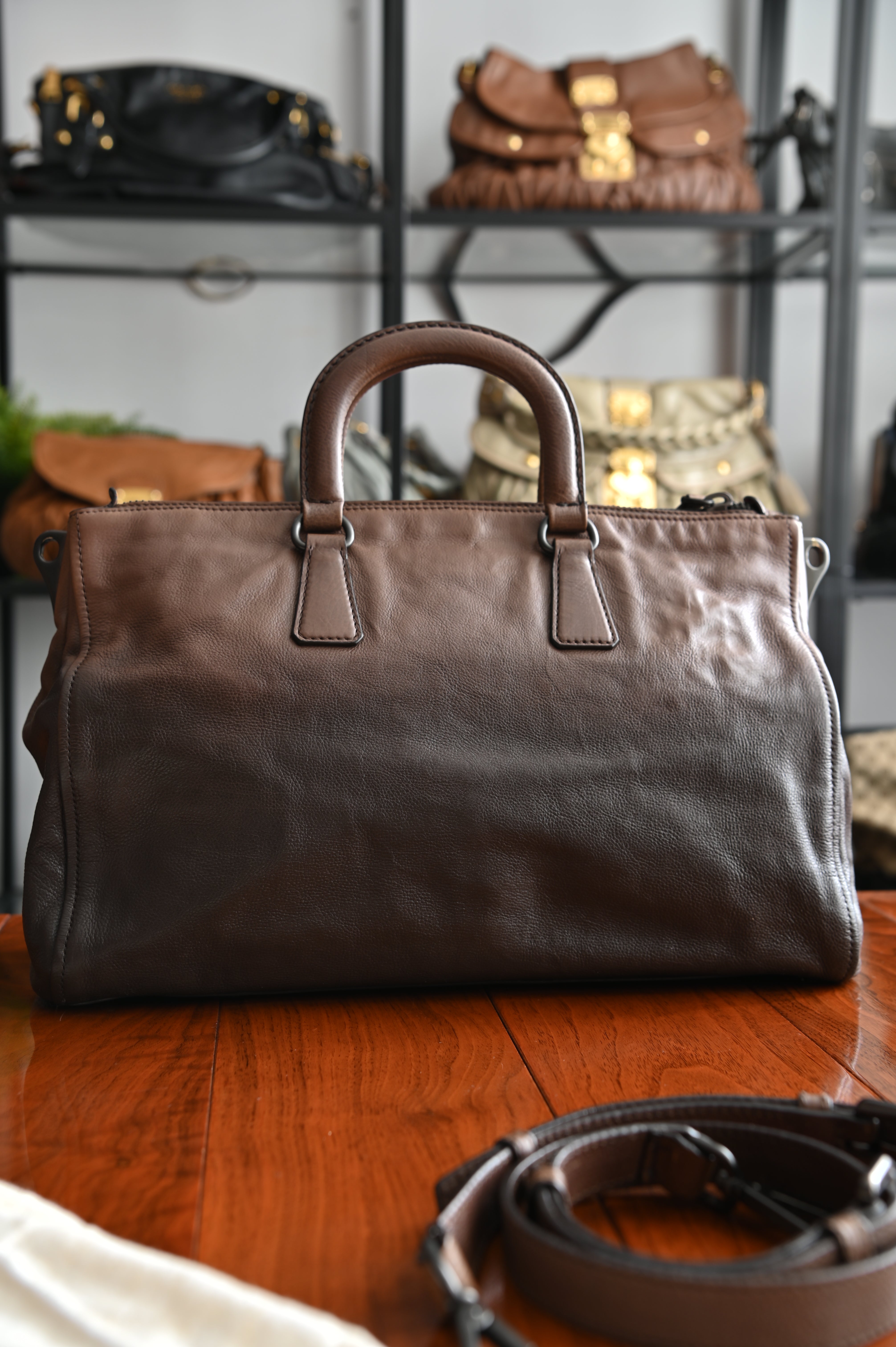 Prada two-way gradient bag in soft calf leather