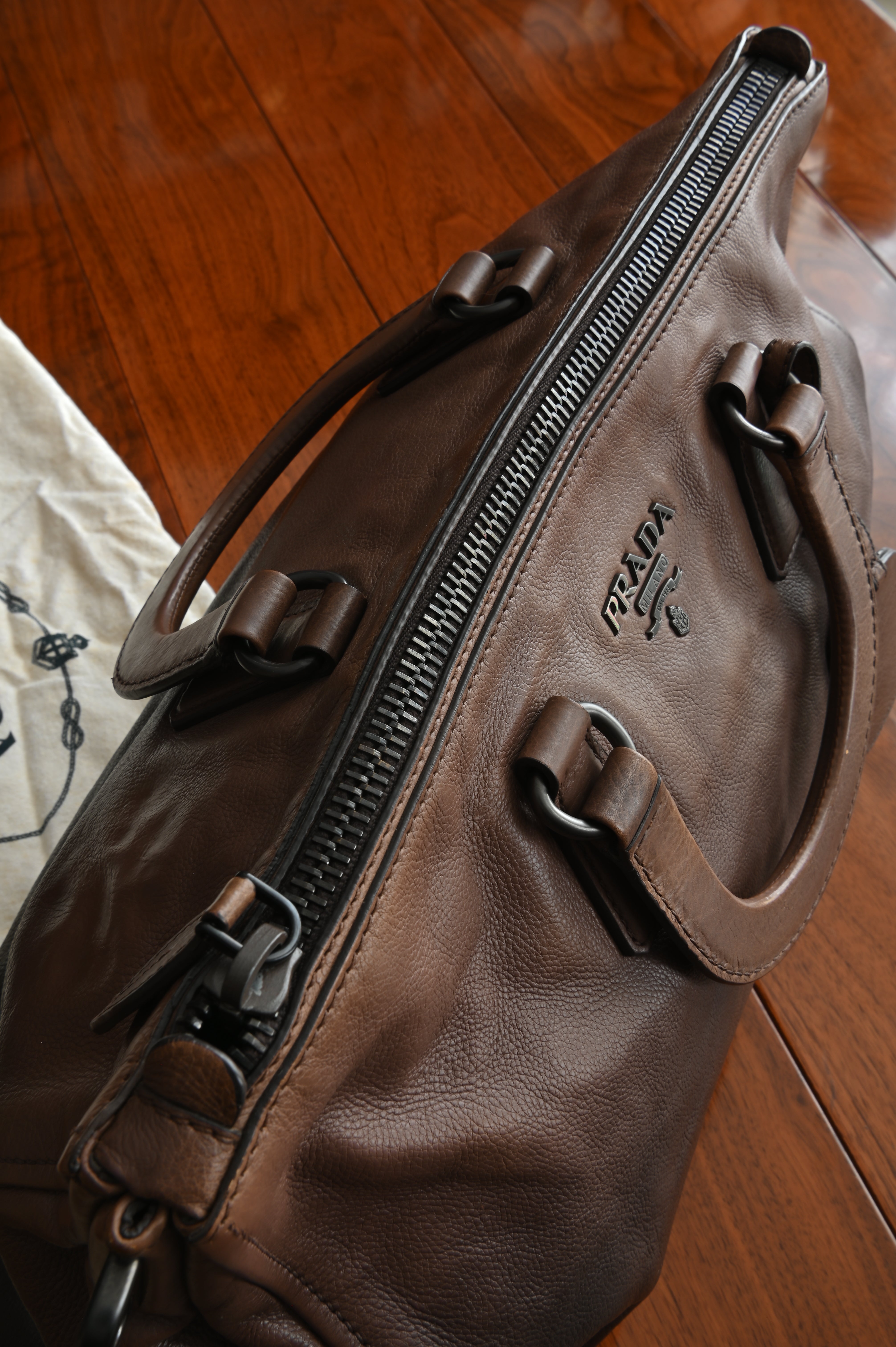 Prada two-way gradient bag in soft calf leather