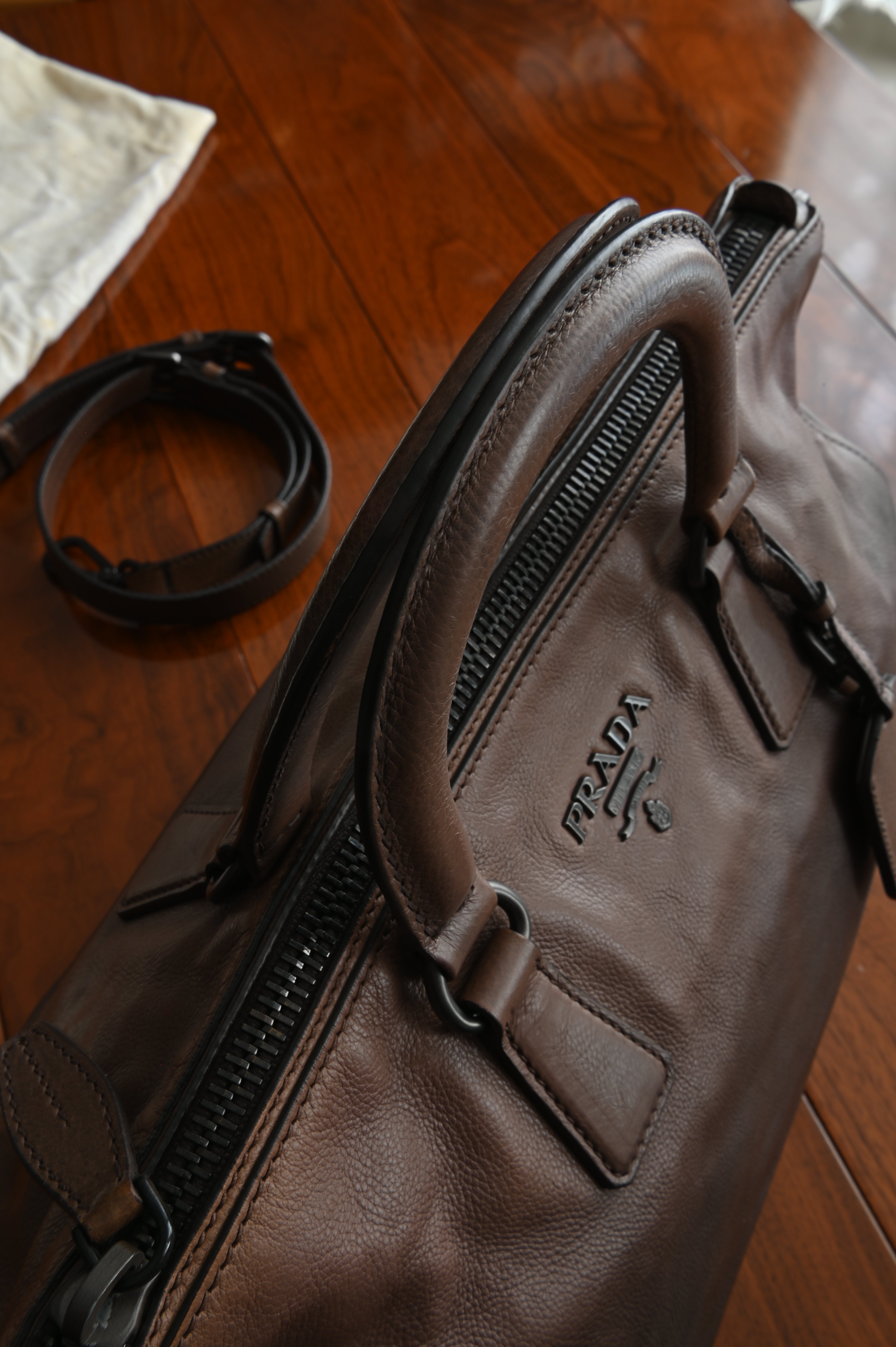 Prada two-way gradient bag in soft calf leather