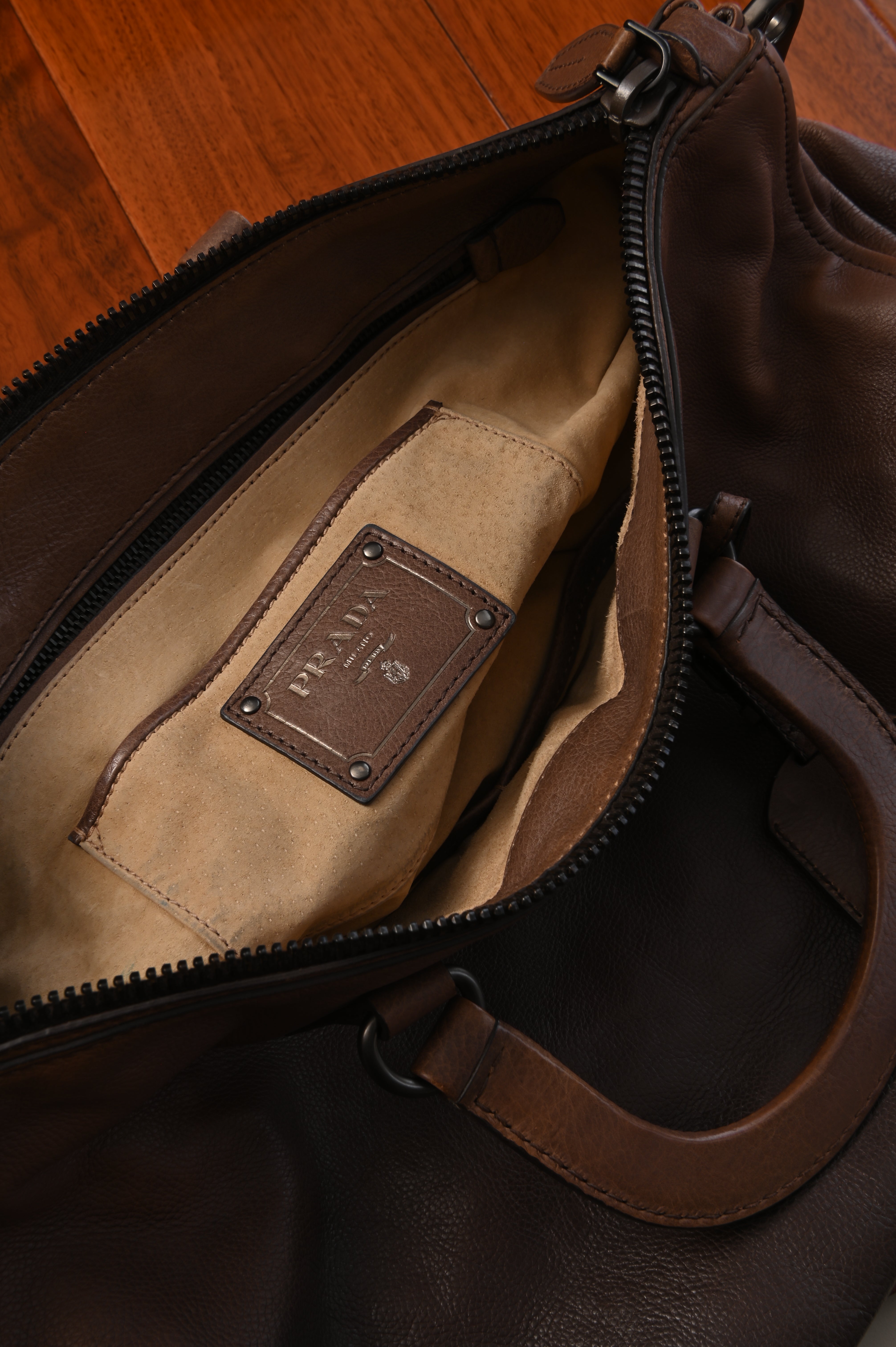 Prada two-way gradient bag in soft calf leather