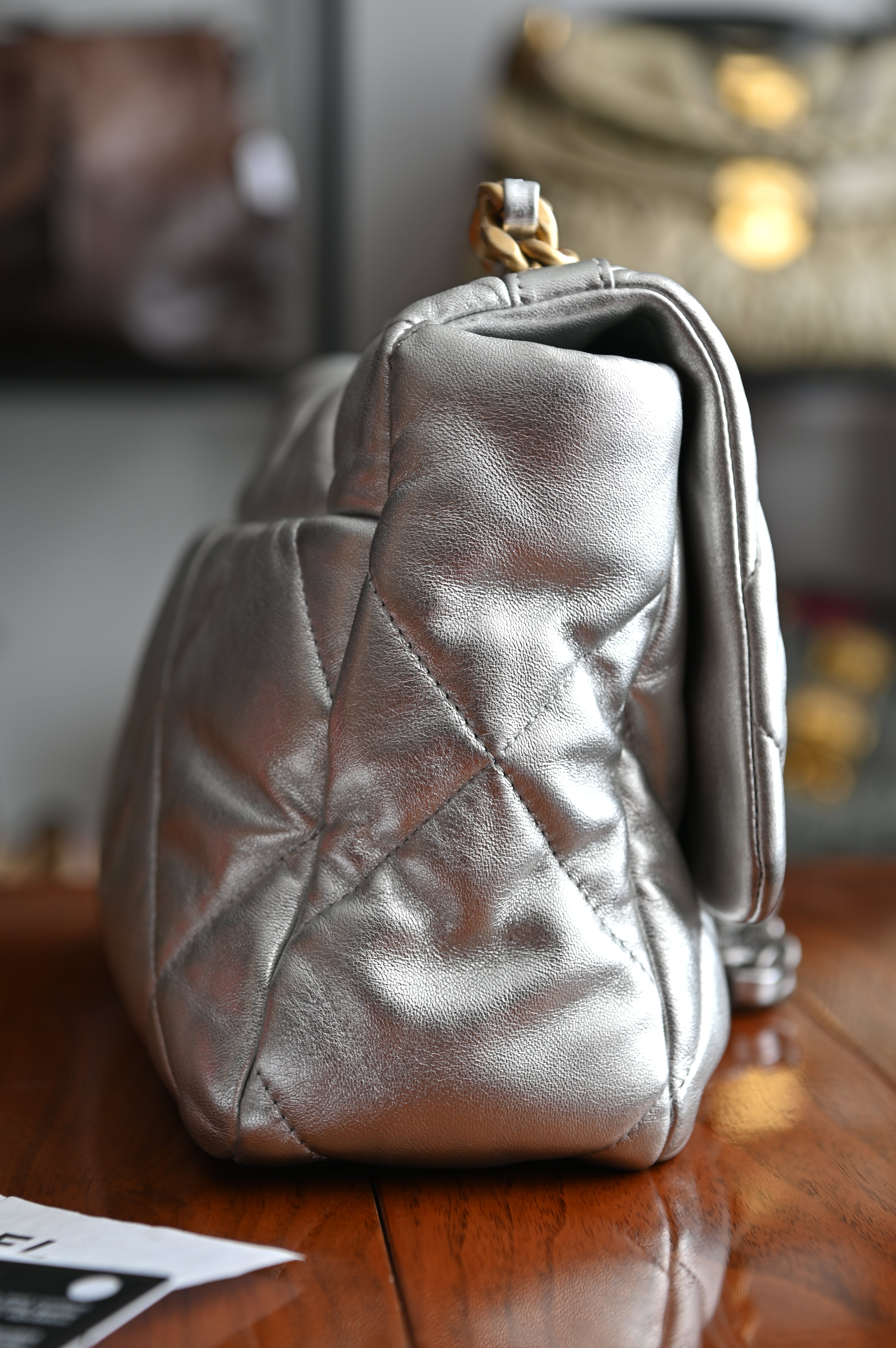 Chanel CC 19 Silver large Flap Bag