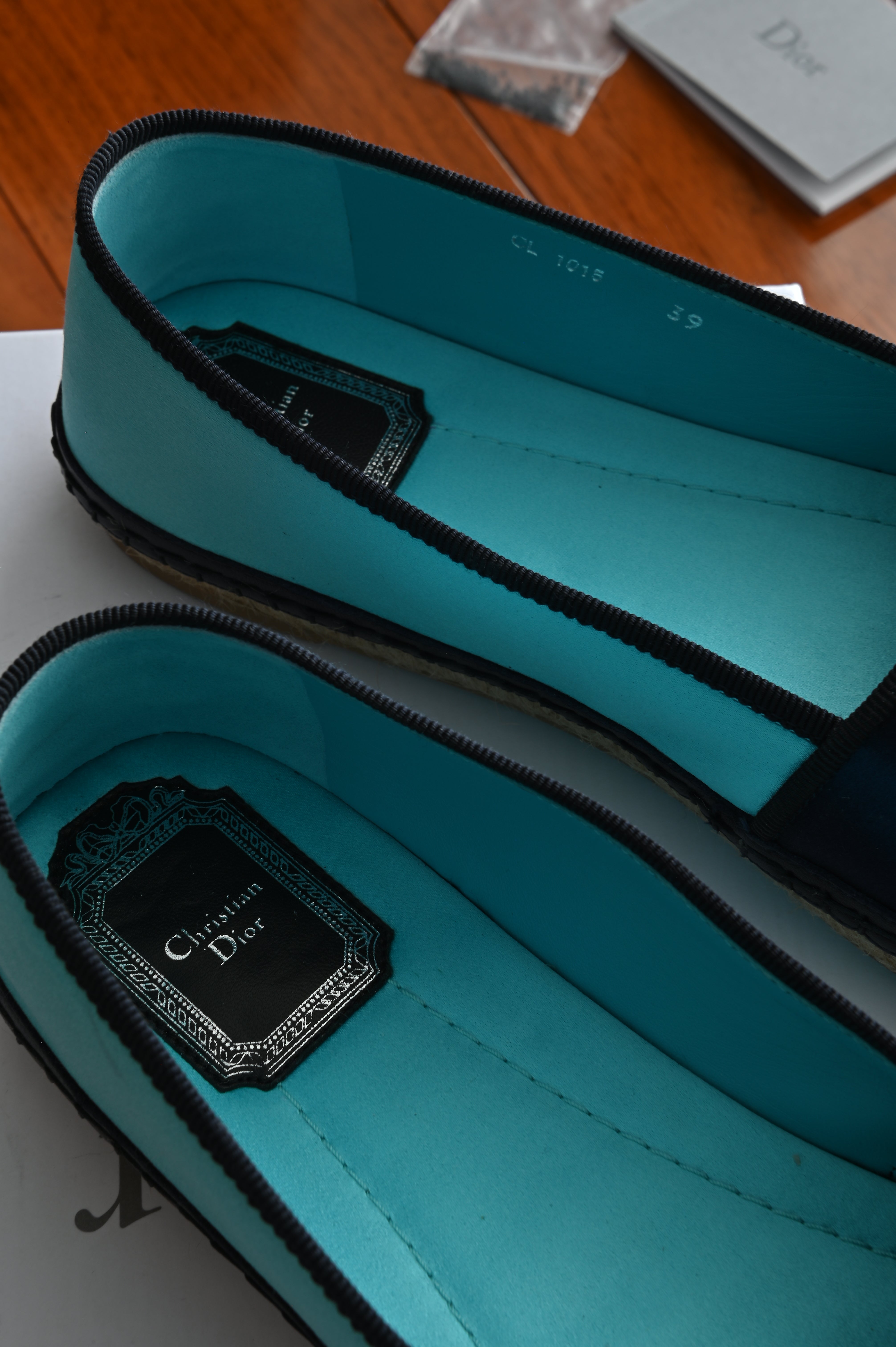 Dior Two-tone Satin Embroidered Flat Espadrilles