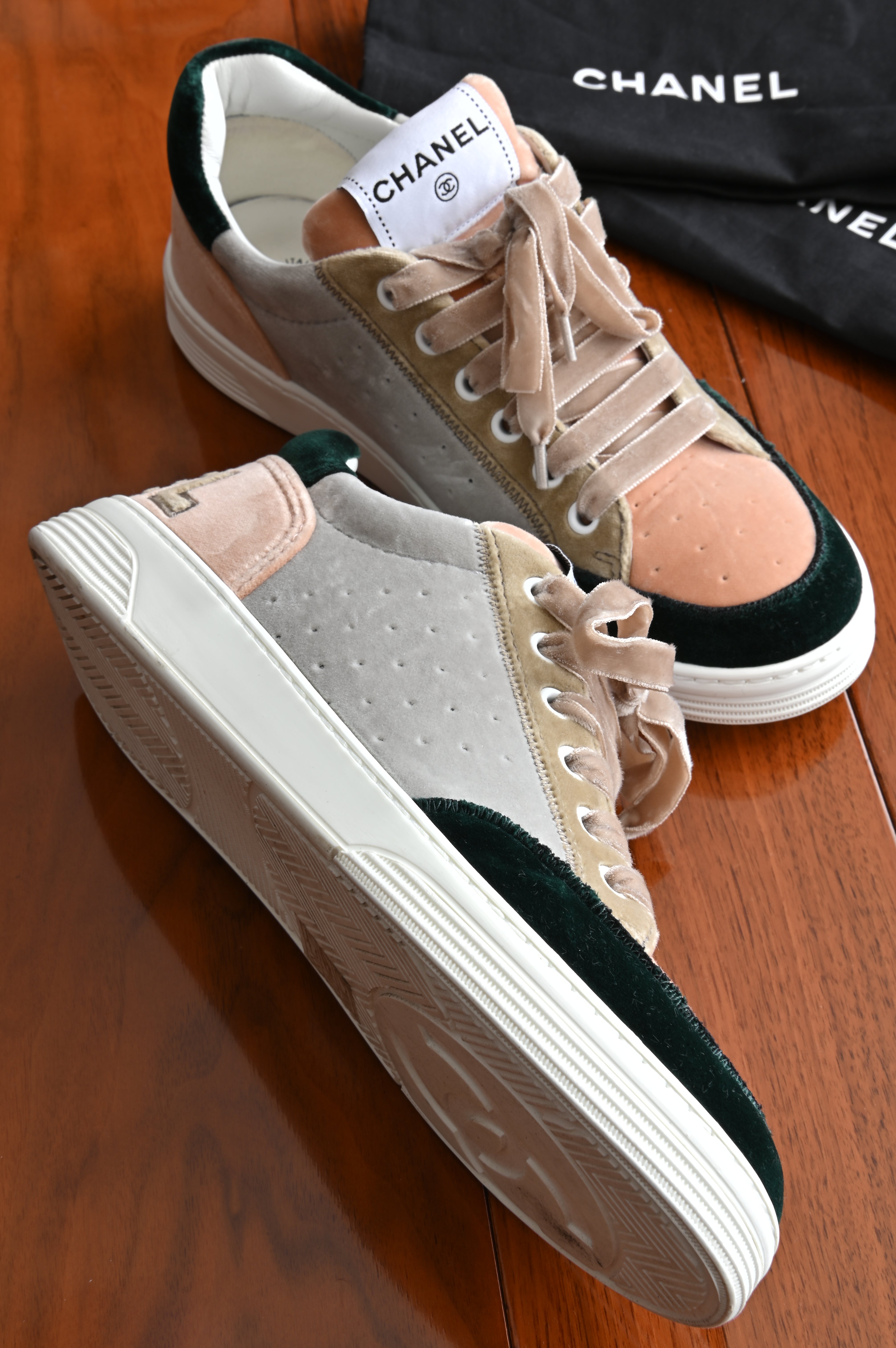 Chanel Multi-color Velvet Sneakers