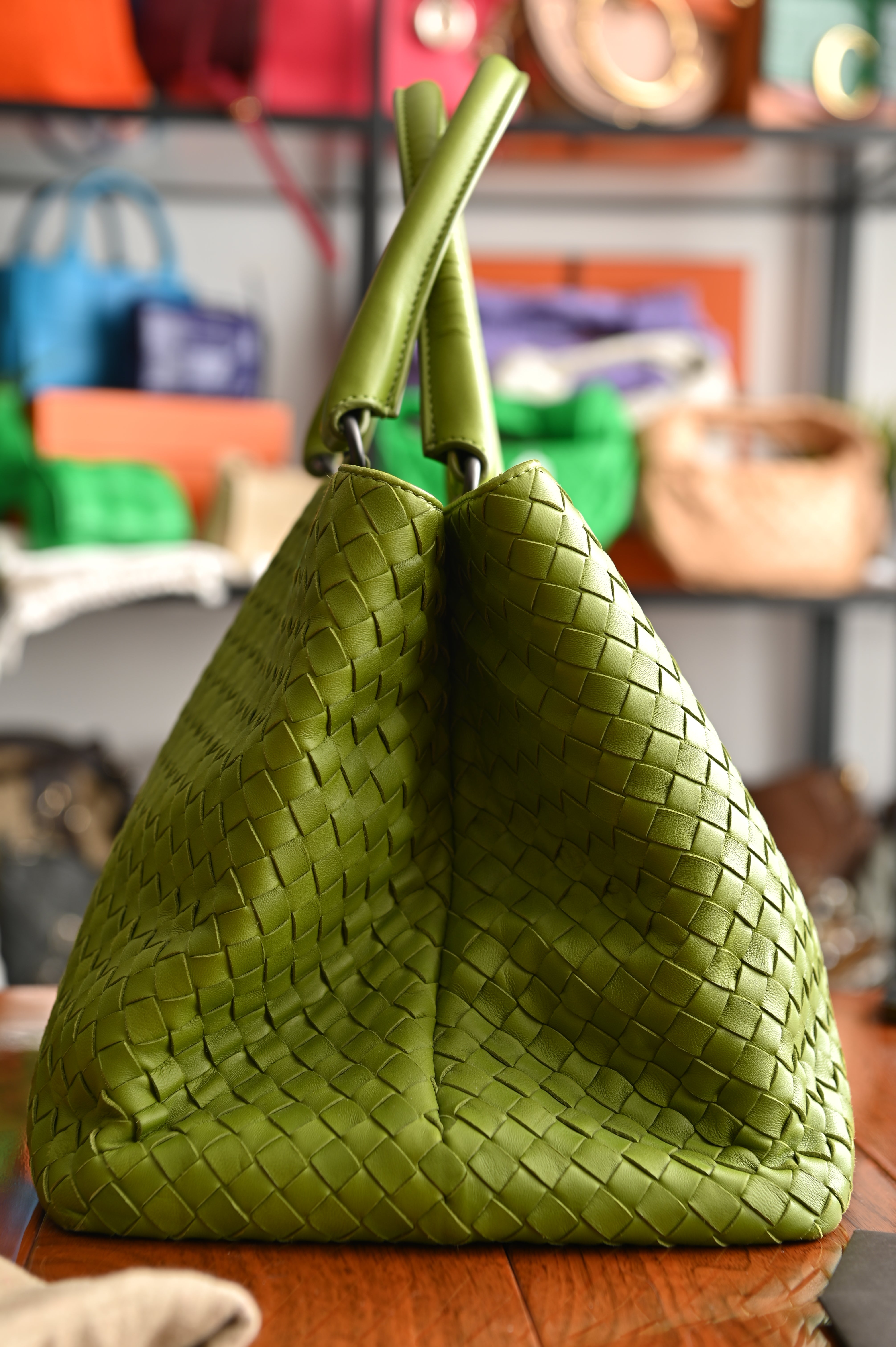 Bottega Veneta Nappa Intrecciatto large tote bag in lime green