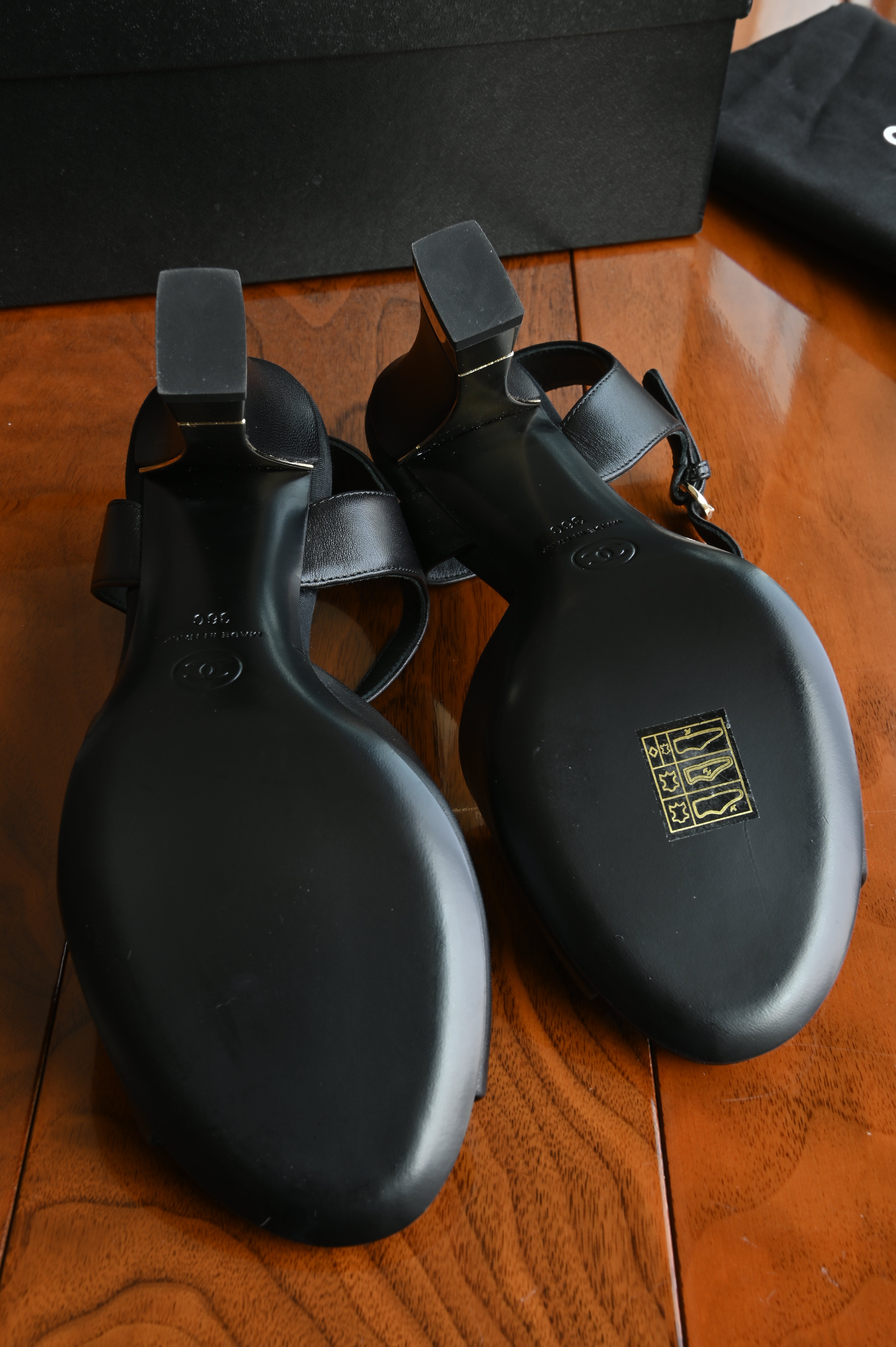 Chanel Black Platform Open toe slingback Sandals