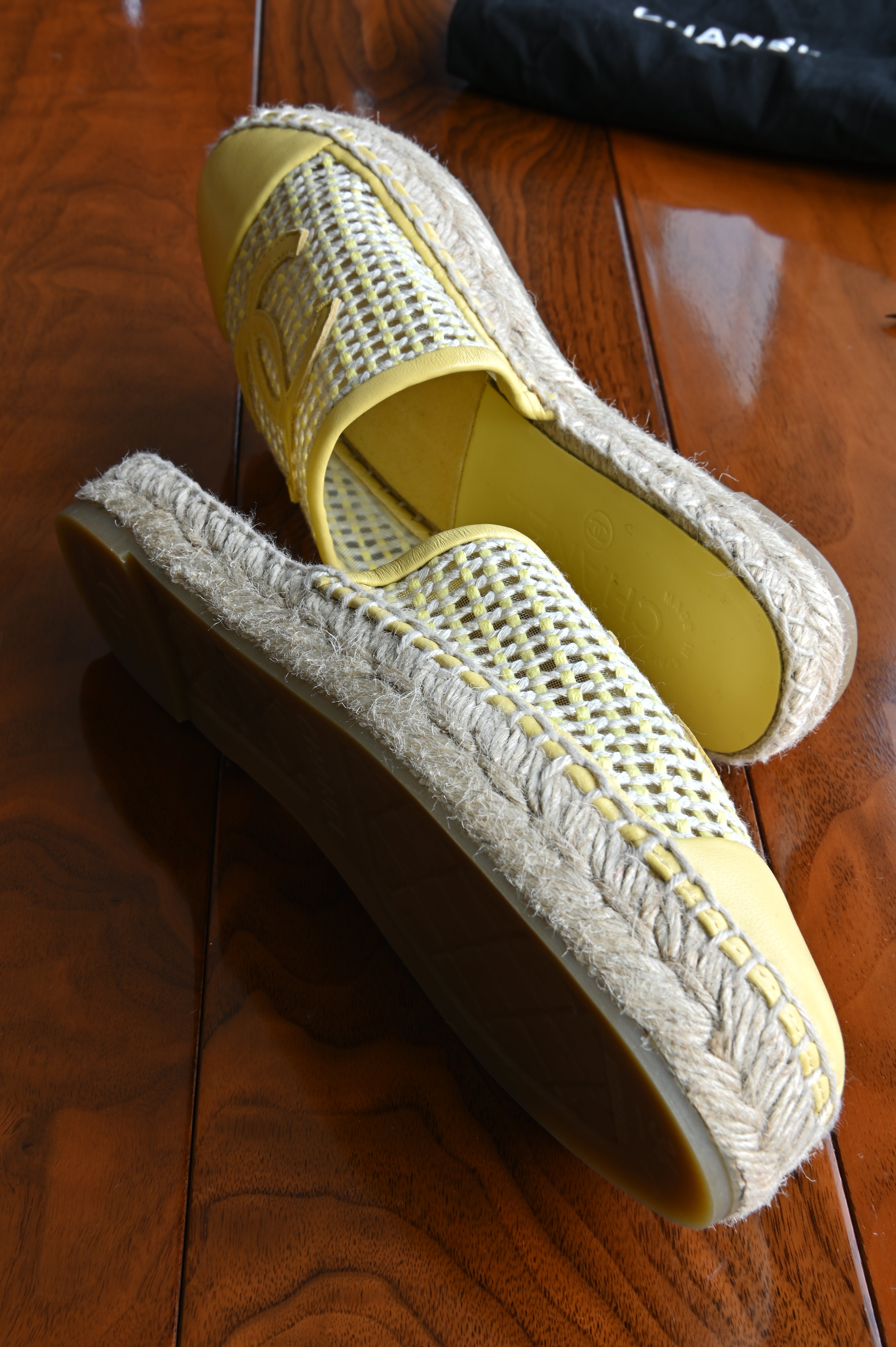 Chanel Yellow Espadrilles Mules