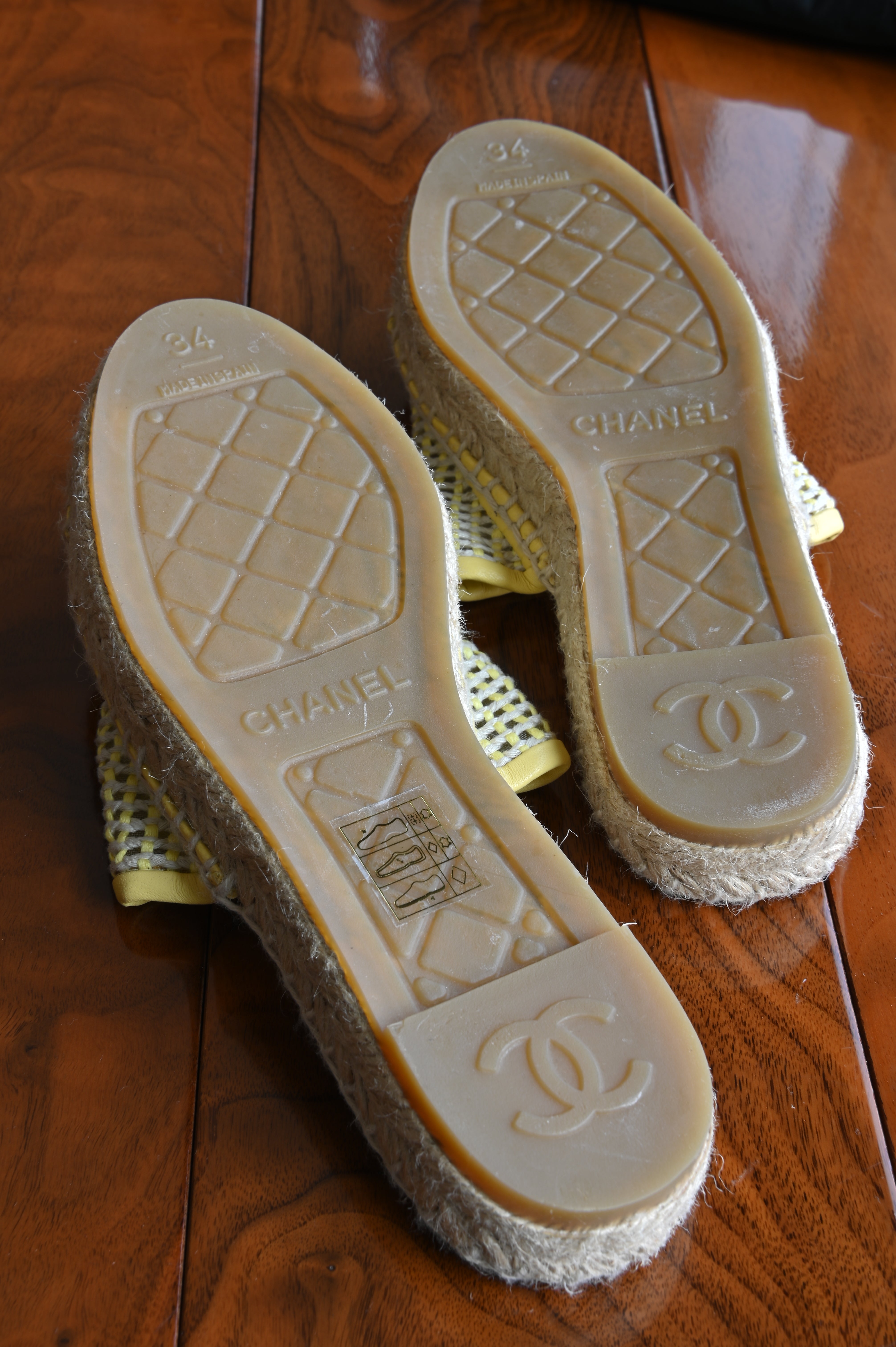 Chanel Yellow Espadrilles Mules