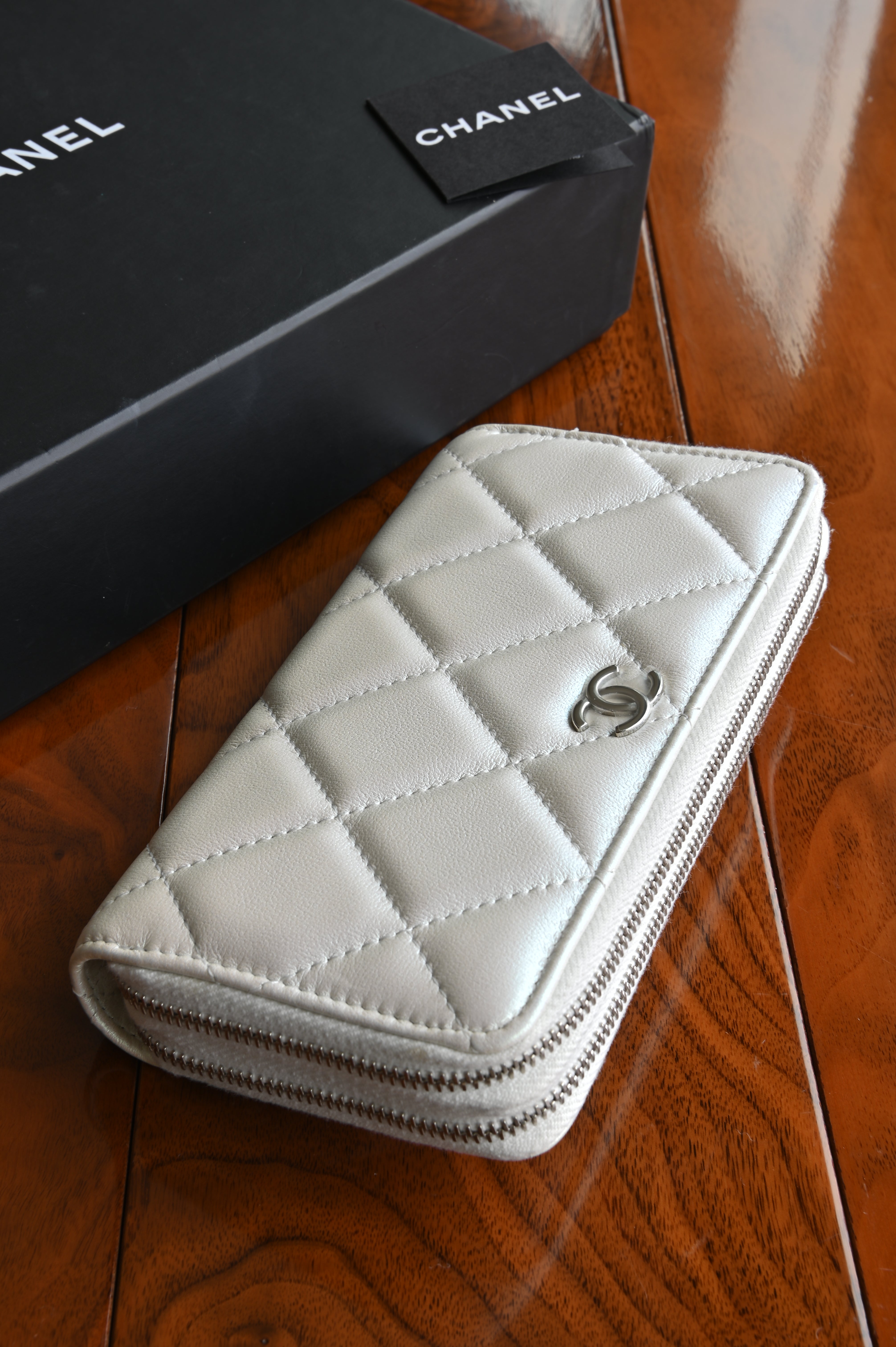 Chanel White Quilted Matelasse Long Wallet