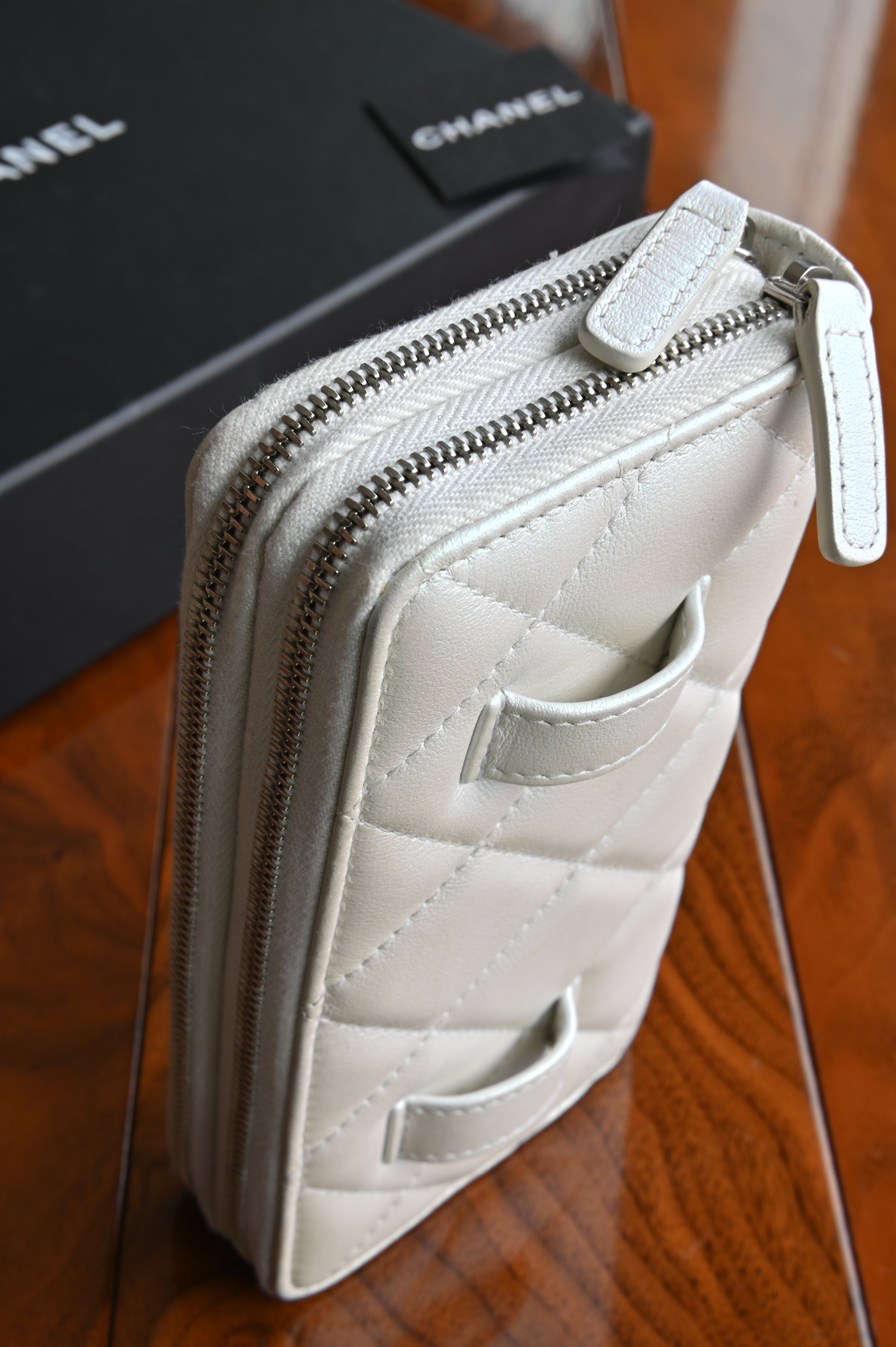Chanel White Quilted Matelasse Long Wallet