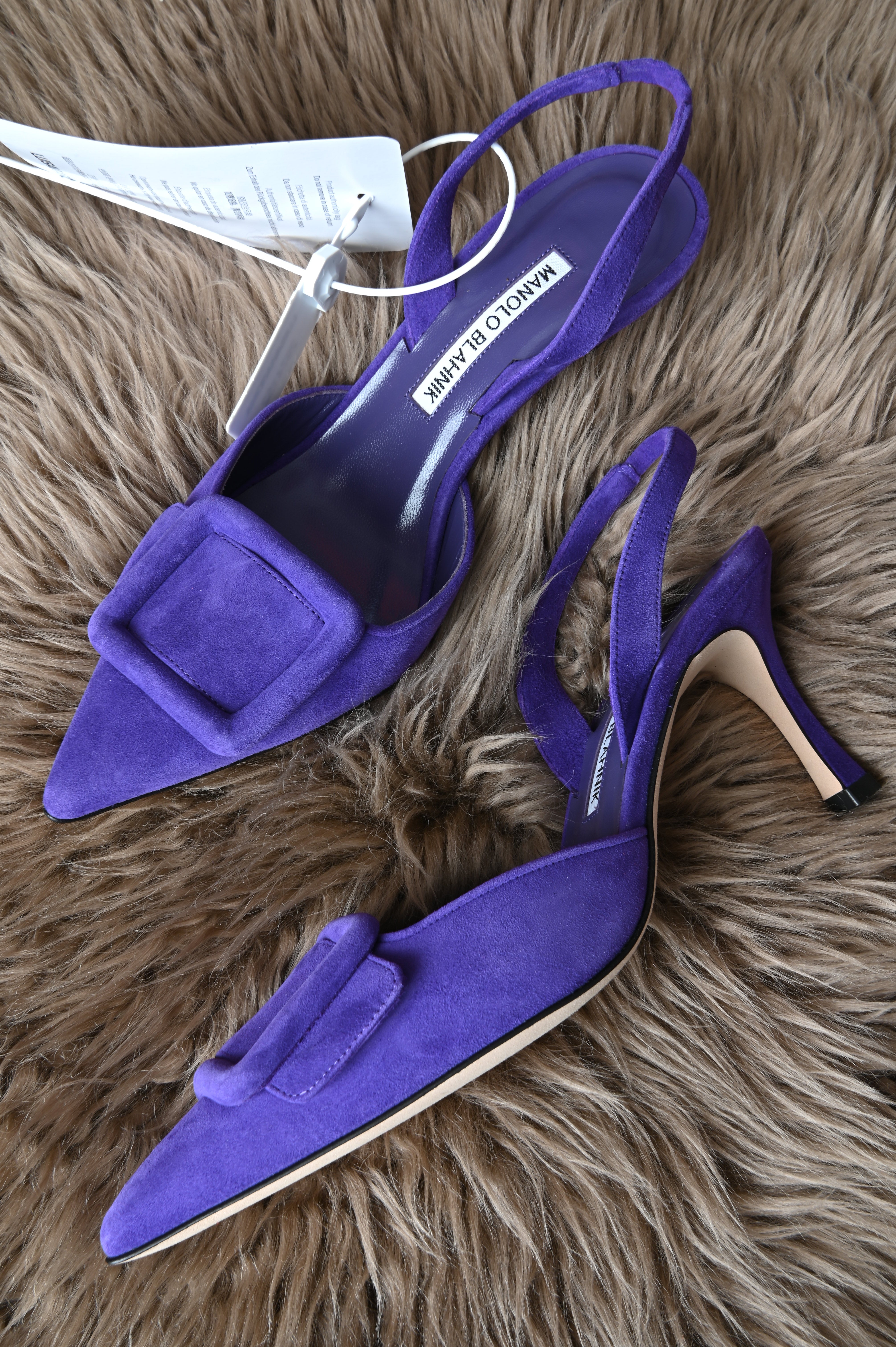 Manolo Blahnik Maysli slingback in Purple suede