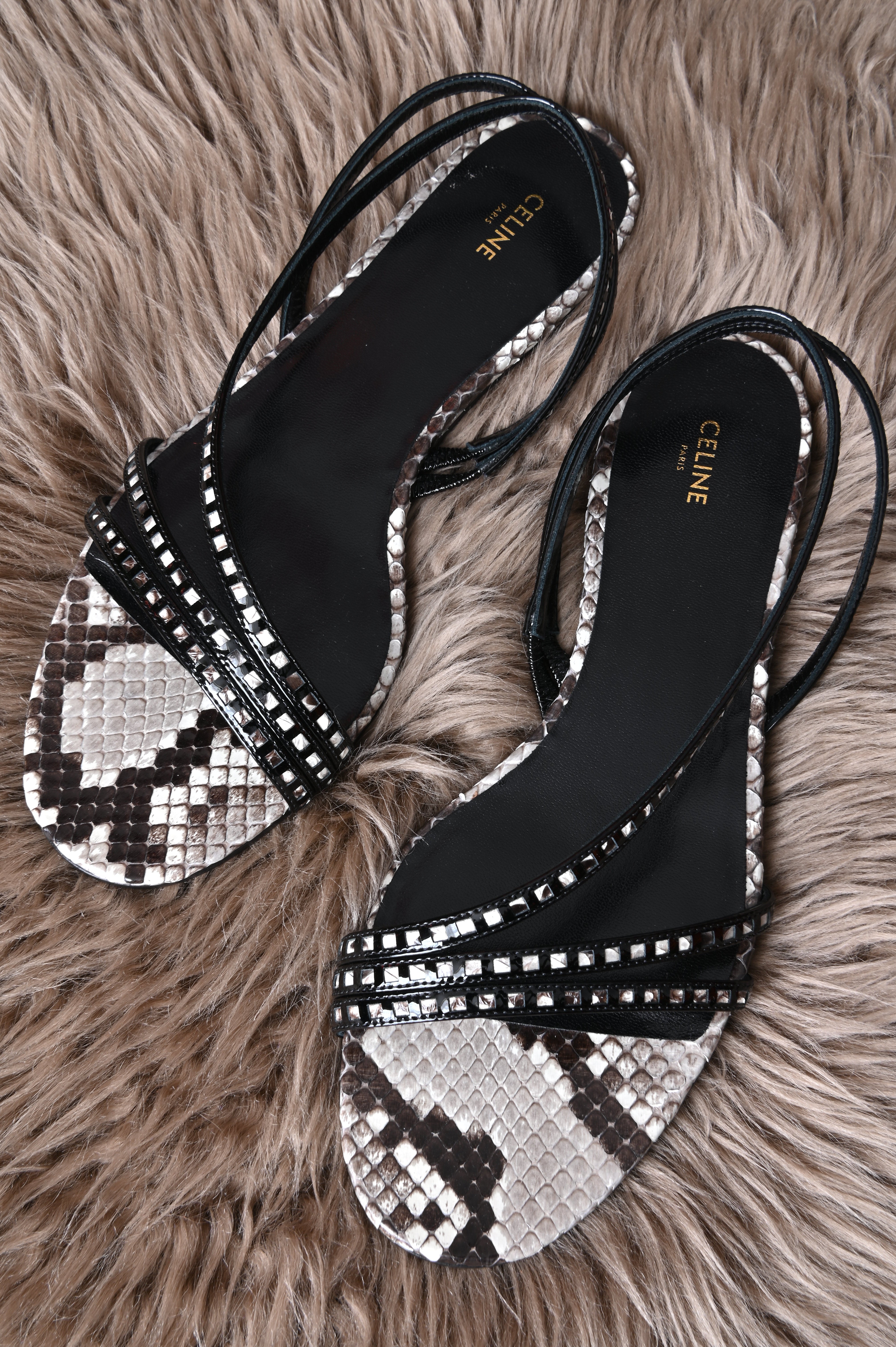 Celine Python sling back flats