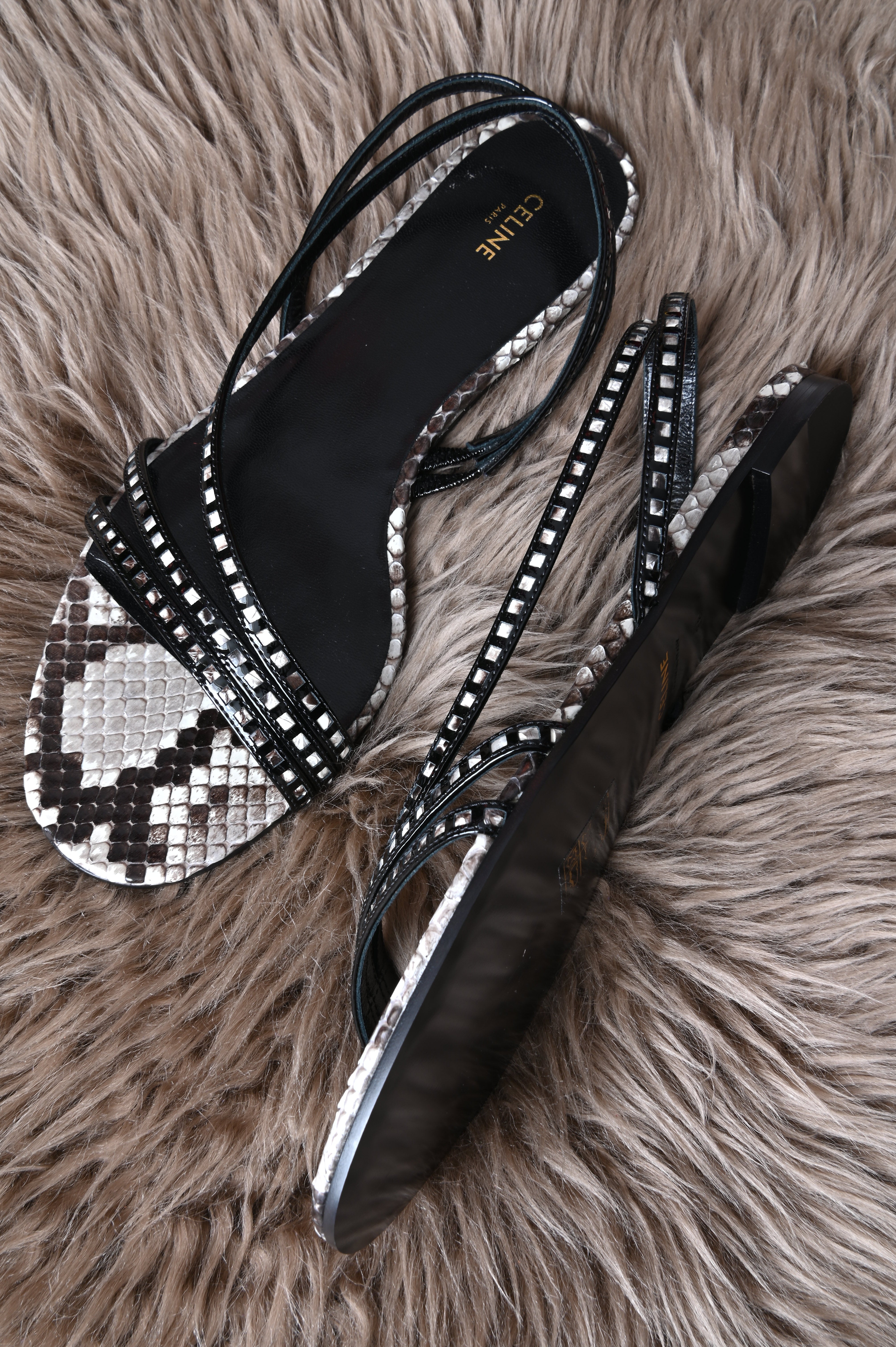 Celine Python sling back flats