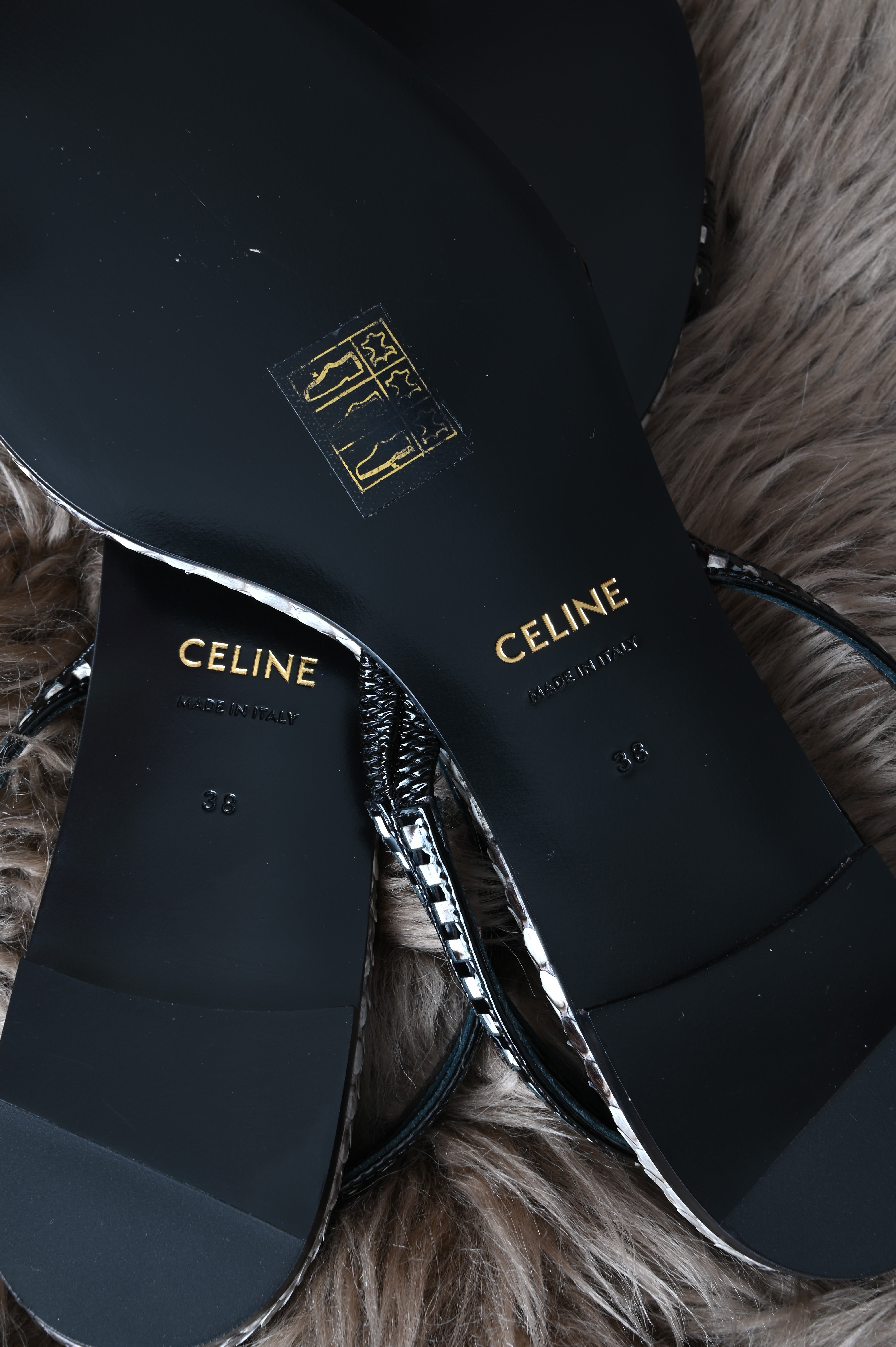 Celine Python sling back flats