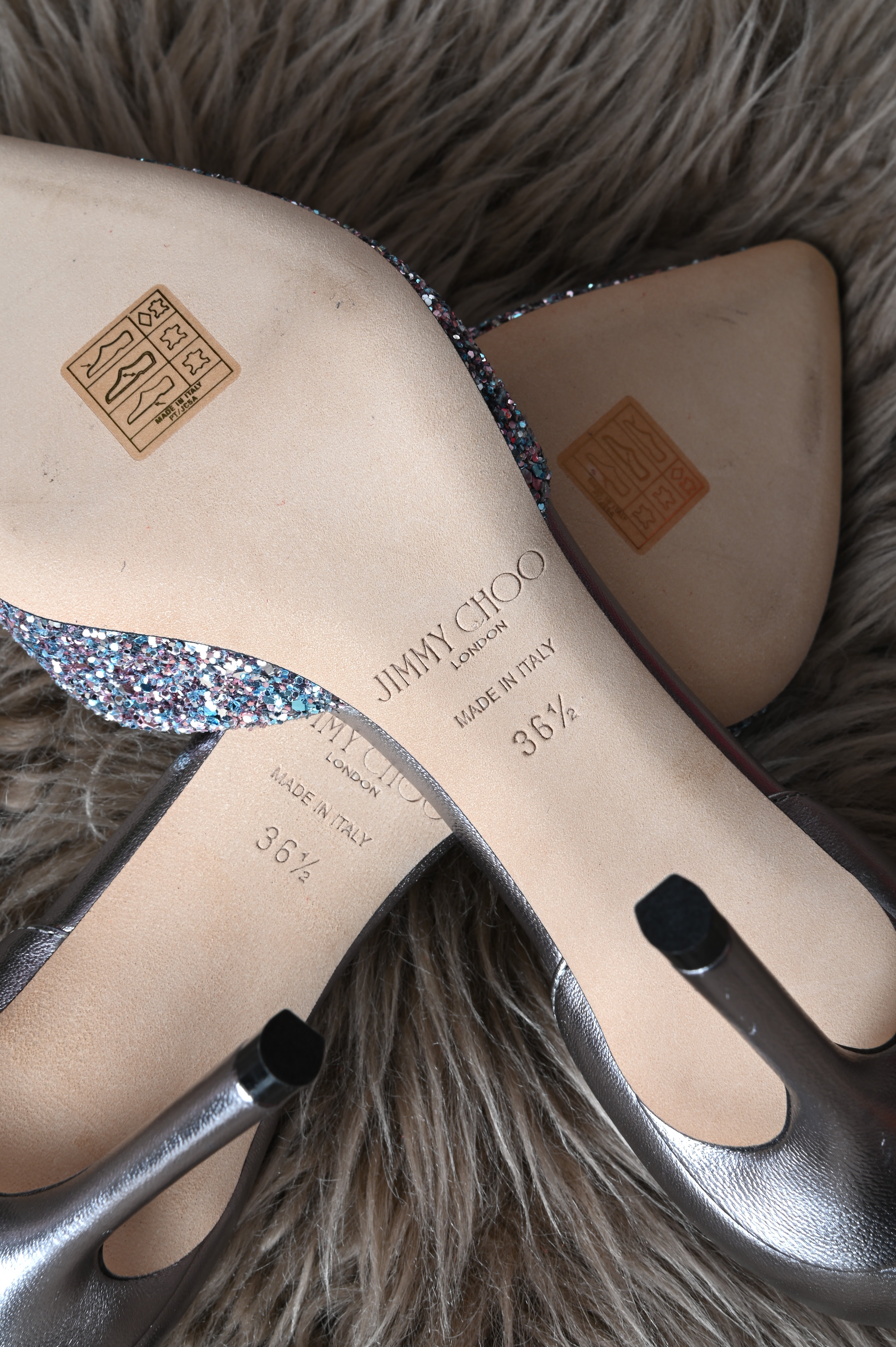 Jimmy Choo Esther 85' Coarse Glitter Metallic Leather D'orsay Pumps