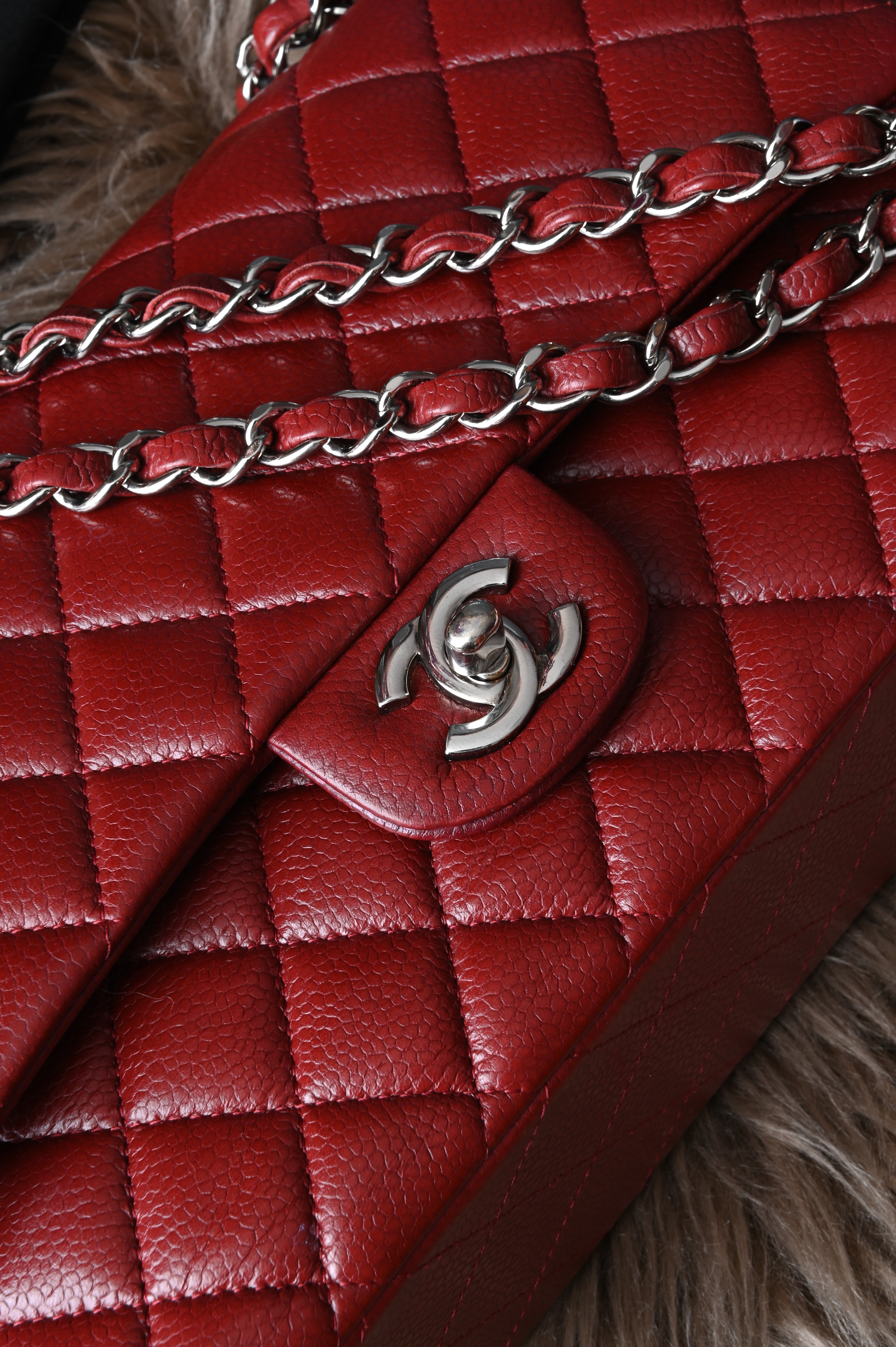 Chanel Classic caviar leather double flap in Burgundy and SHW
