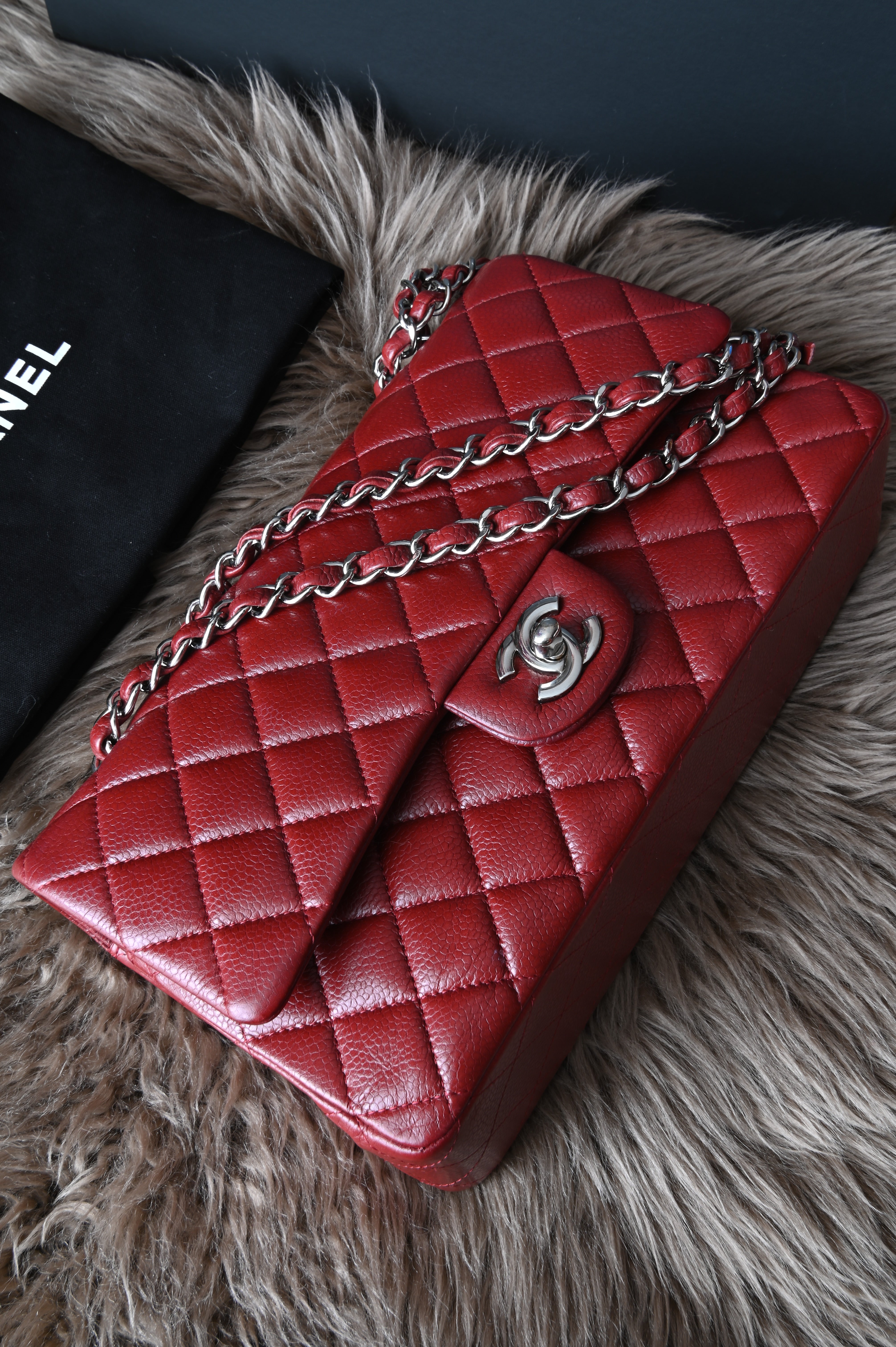 Chanel Classic caviar leather double flap in Burgundy and SHW