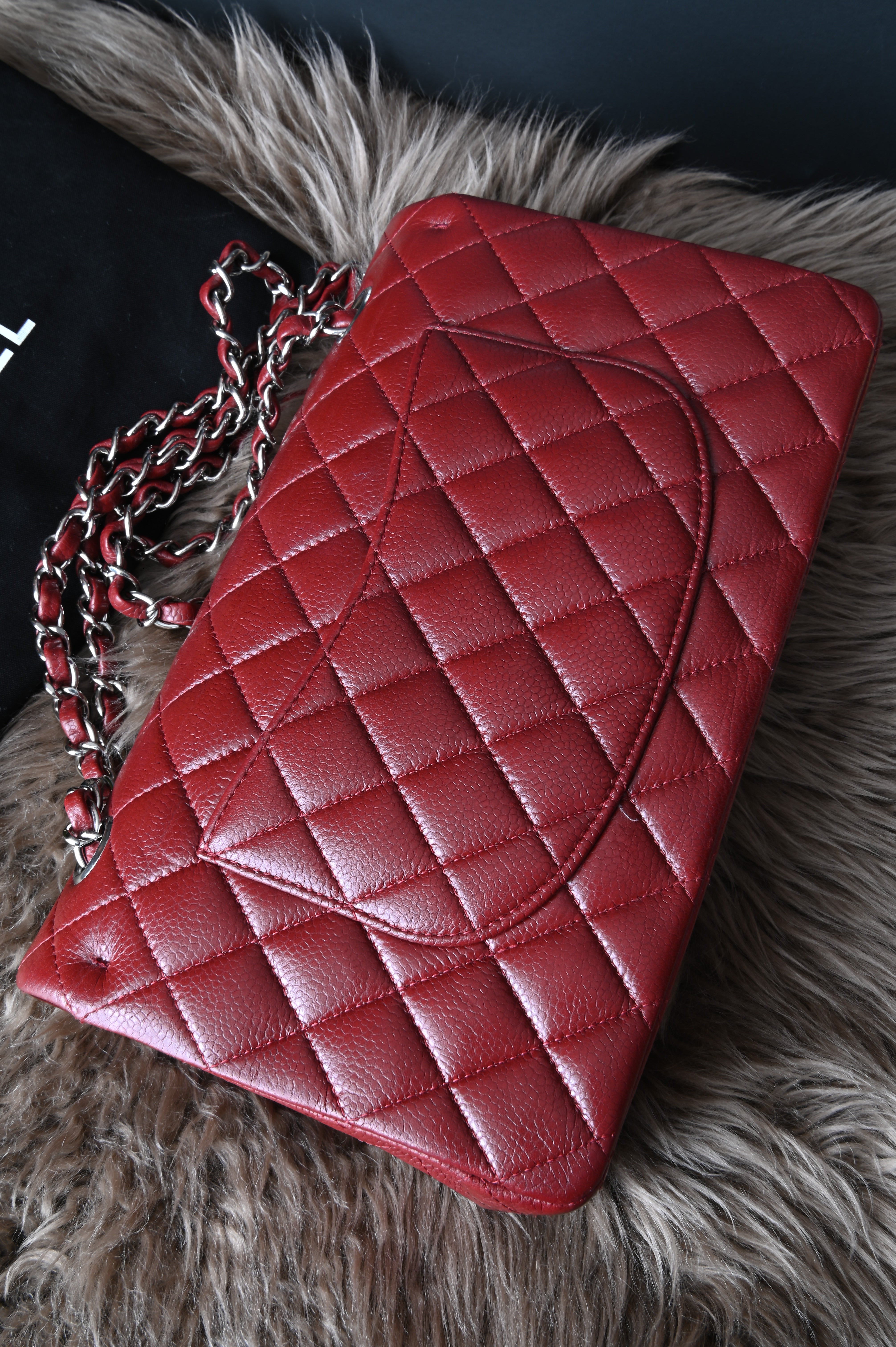 Chanel Classic caviar leather double flap in Burgundy and SHW