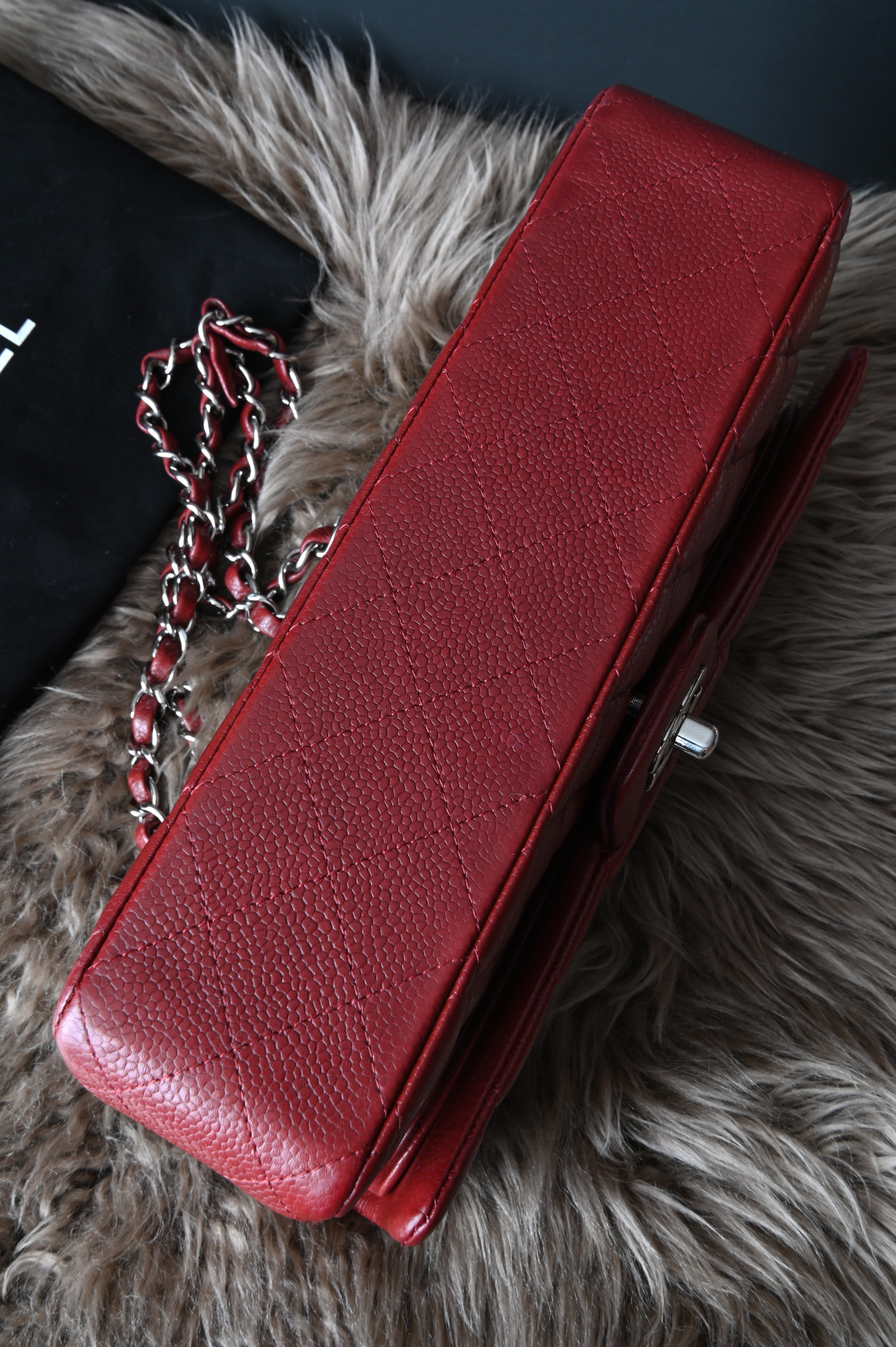Chanel Classic caviar leather double flap in Burgundy and SHW