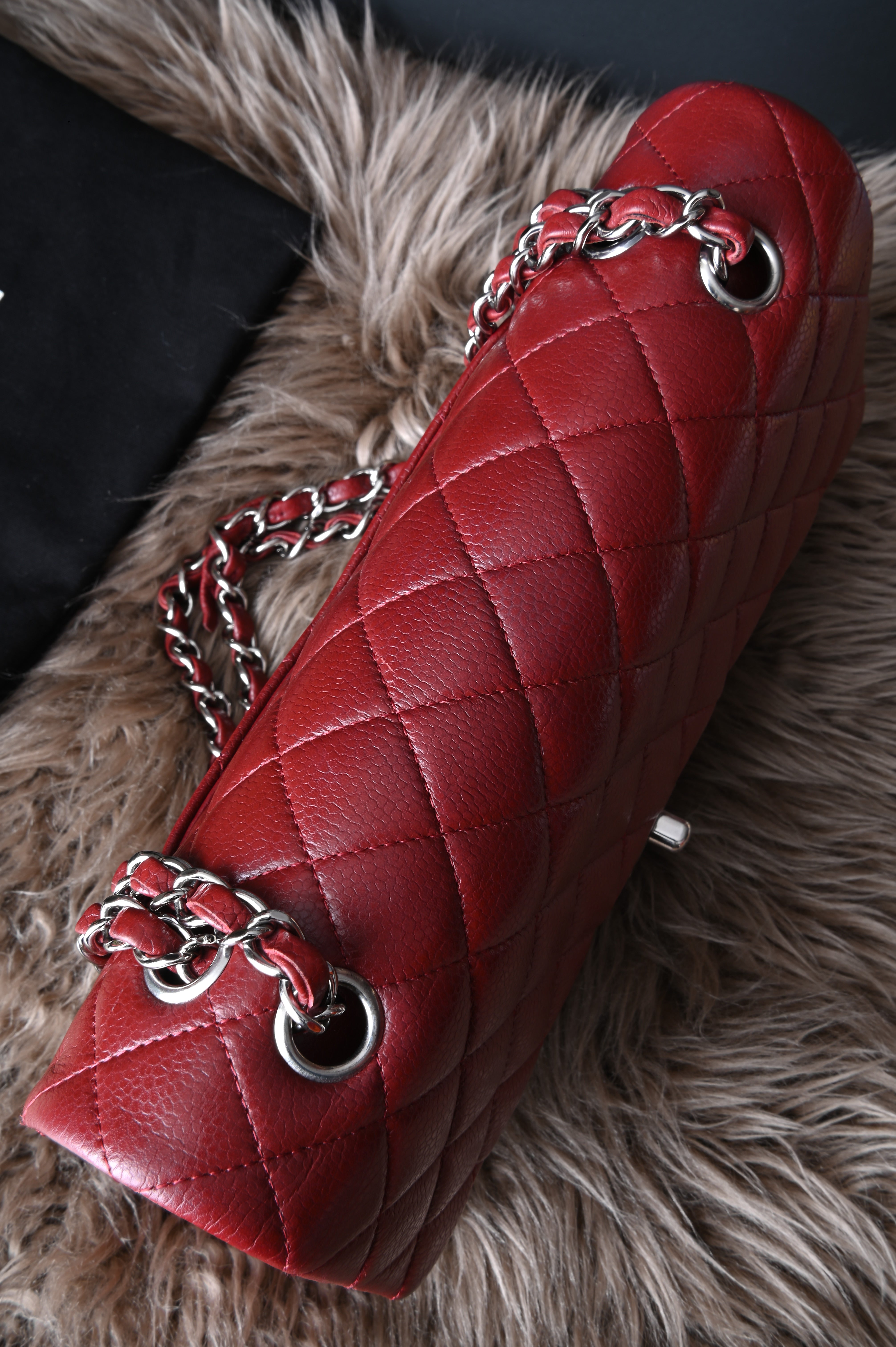 Chanel Classic caviar leather double flap in Burgundy and SHW