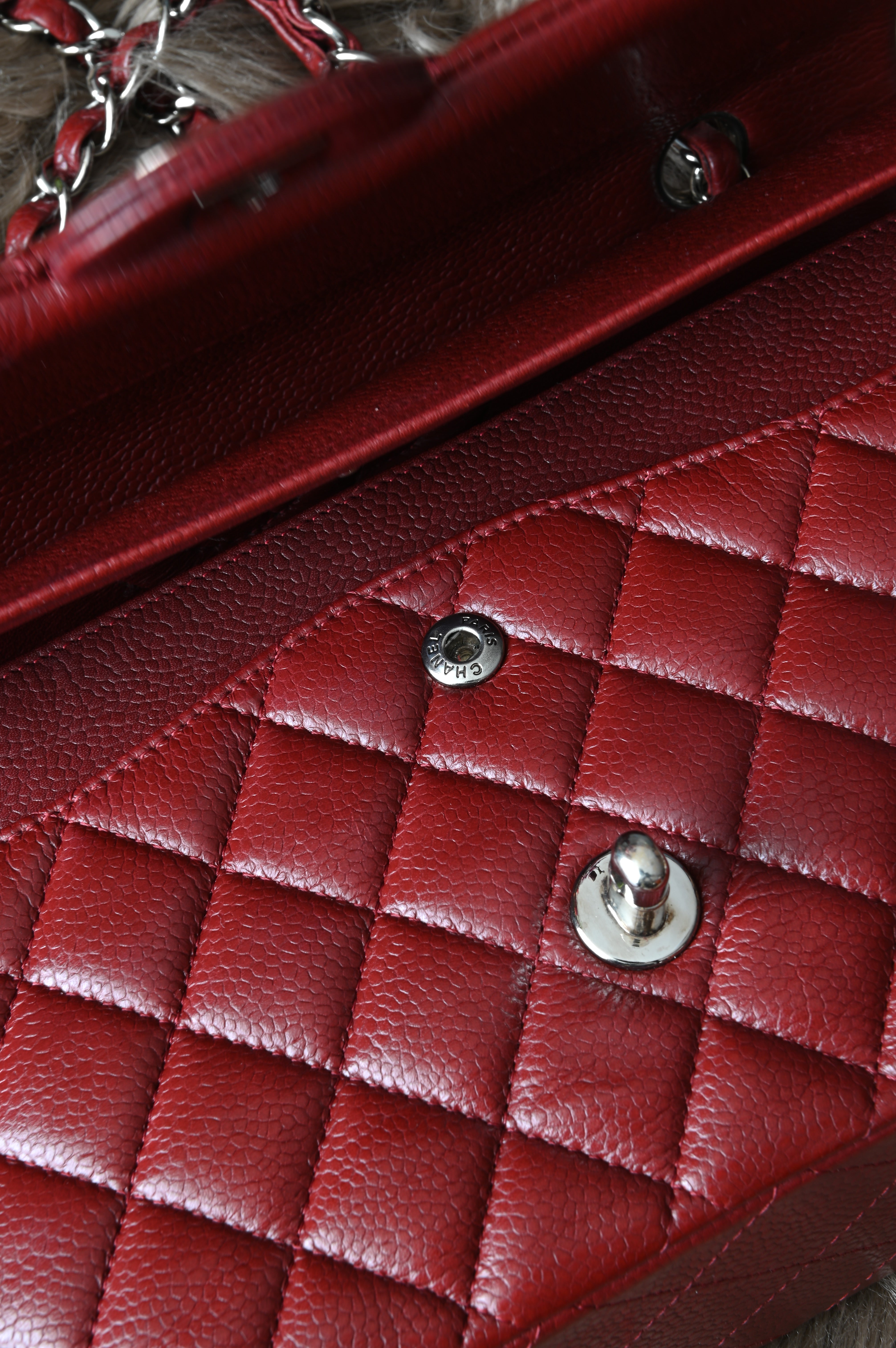 Chanel Classic caviar leather double flap in Burgundy and SHW
