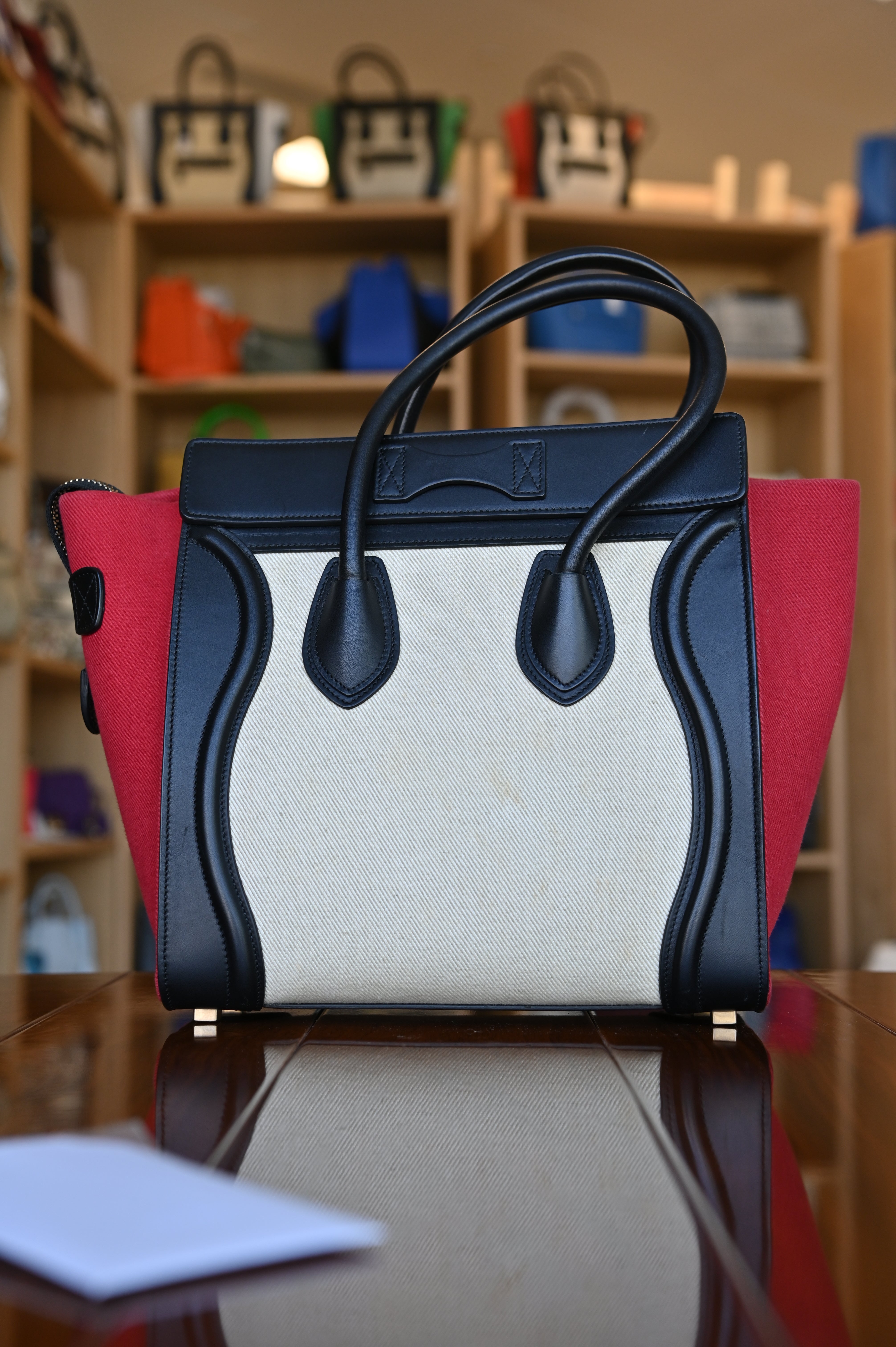 Celine Red Micro Luggage Tote Bag