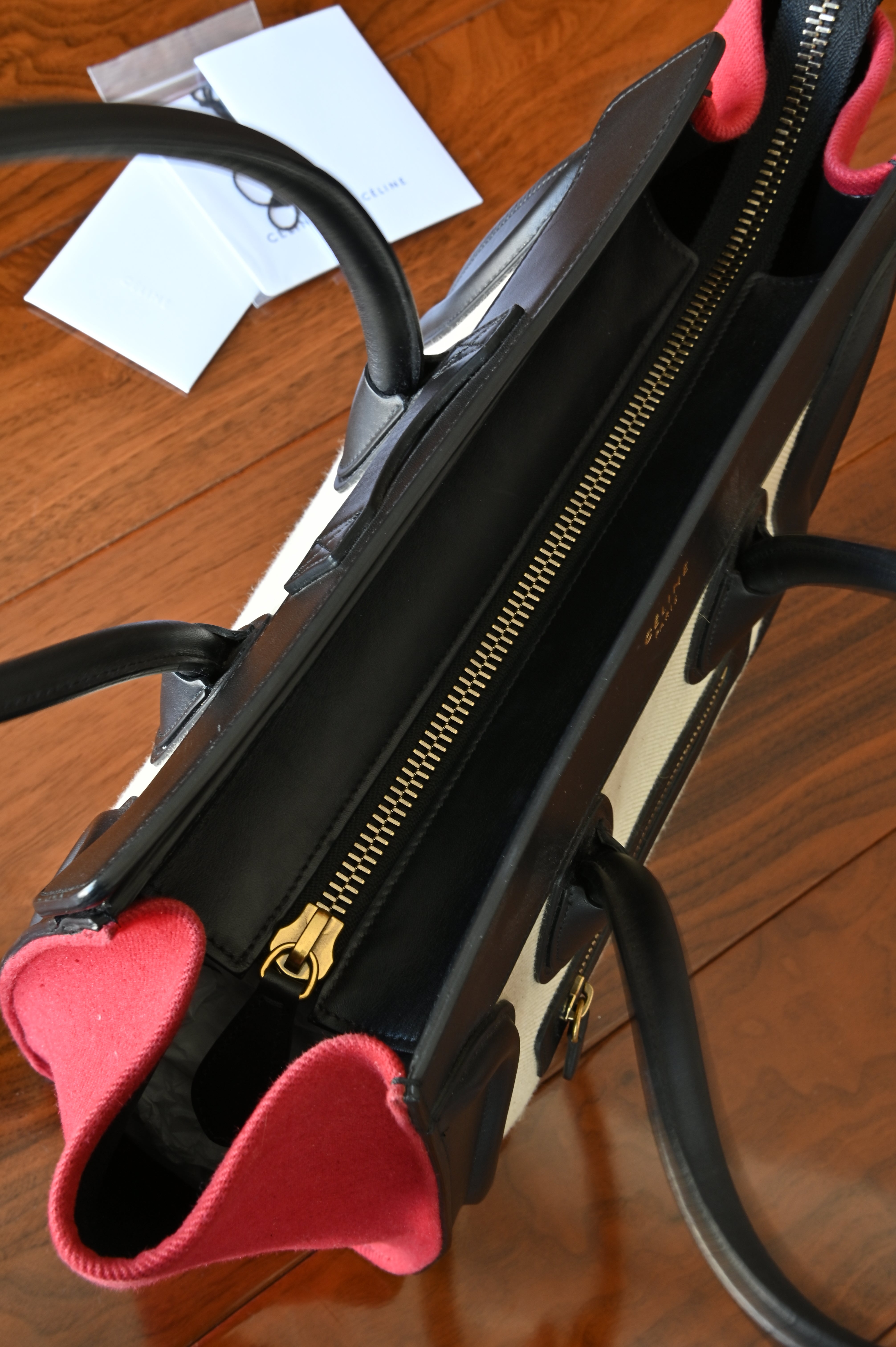 Celine Red Micro Luggage Tote Bag