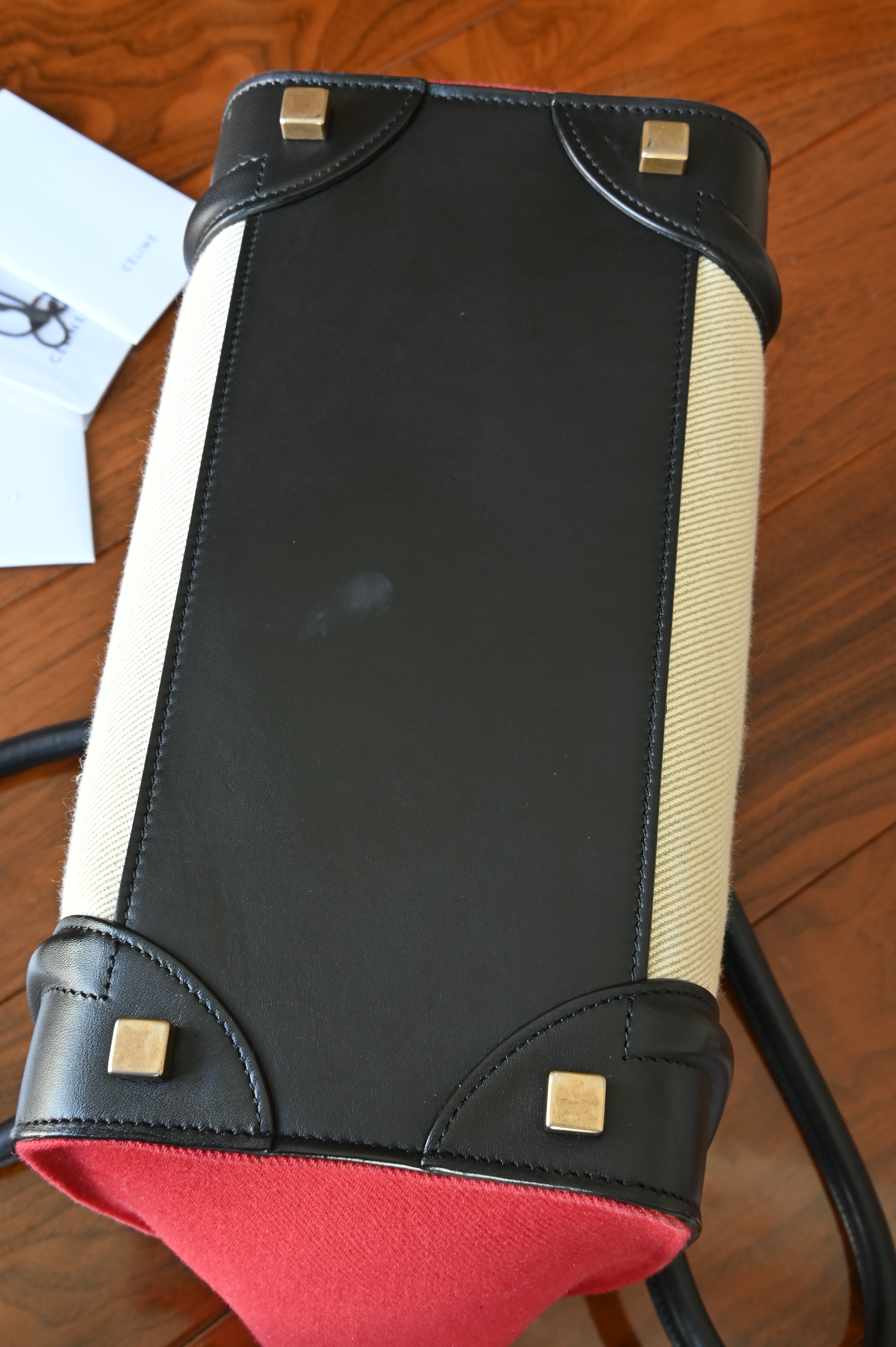 Celine Red Micro Luggage Tote Bag