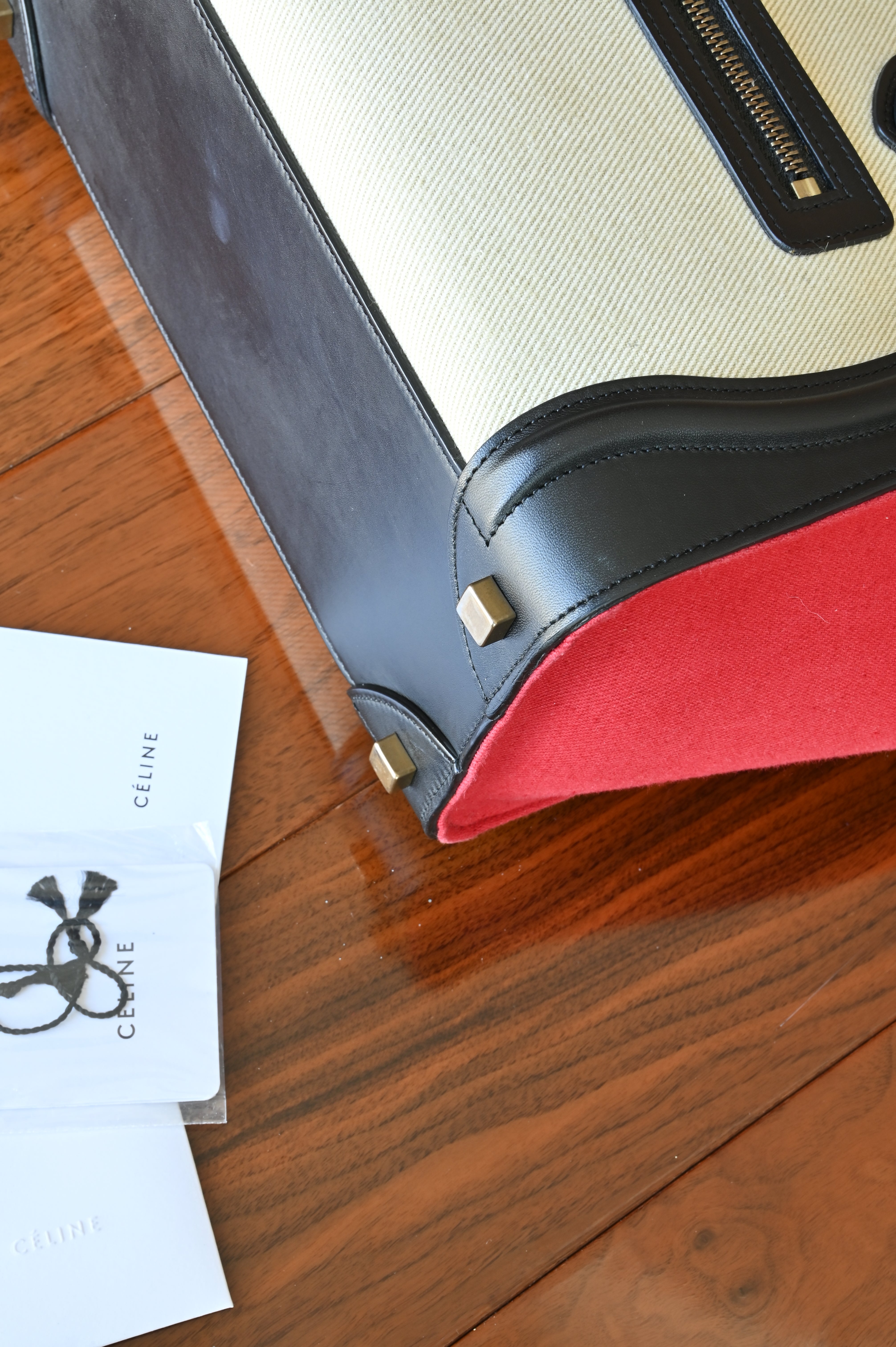 Celine Red Micro Luggage Tote Bag